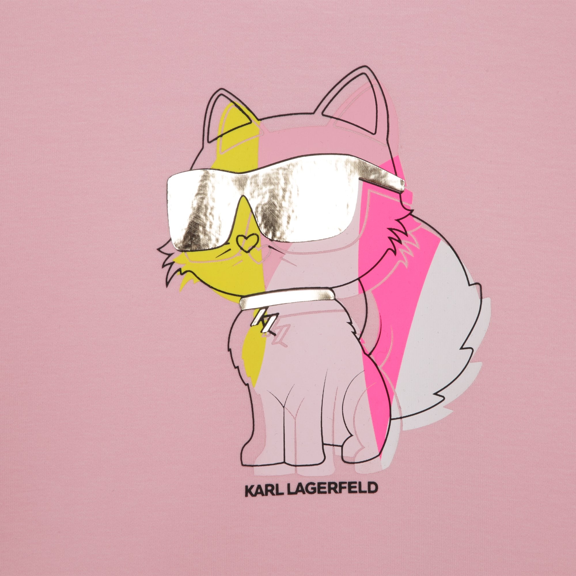 KARL LAGERFELD PINK SWEAT TOP-CHOUPETTE PRINT