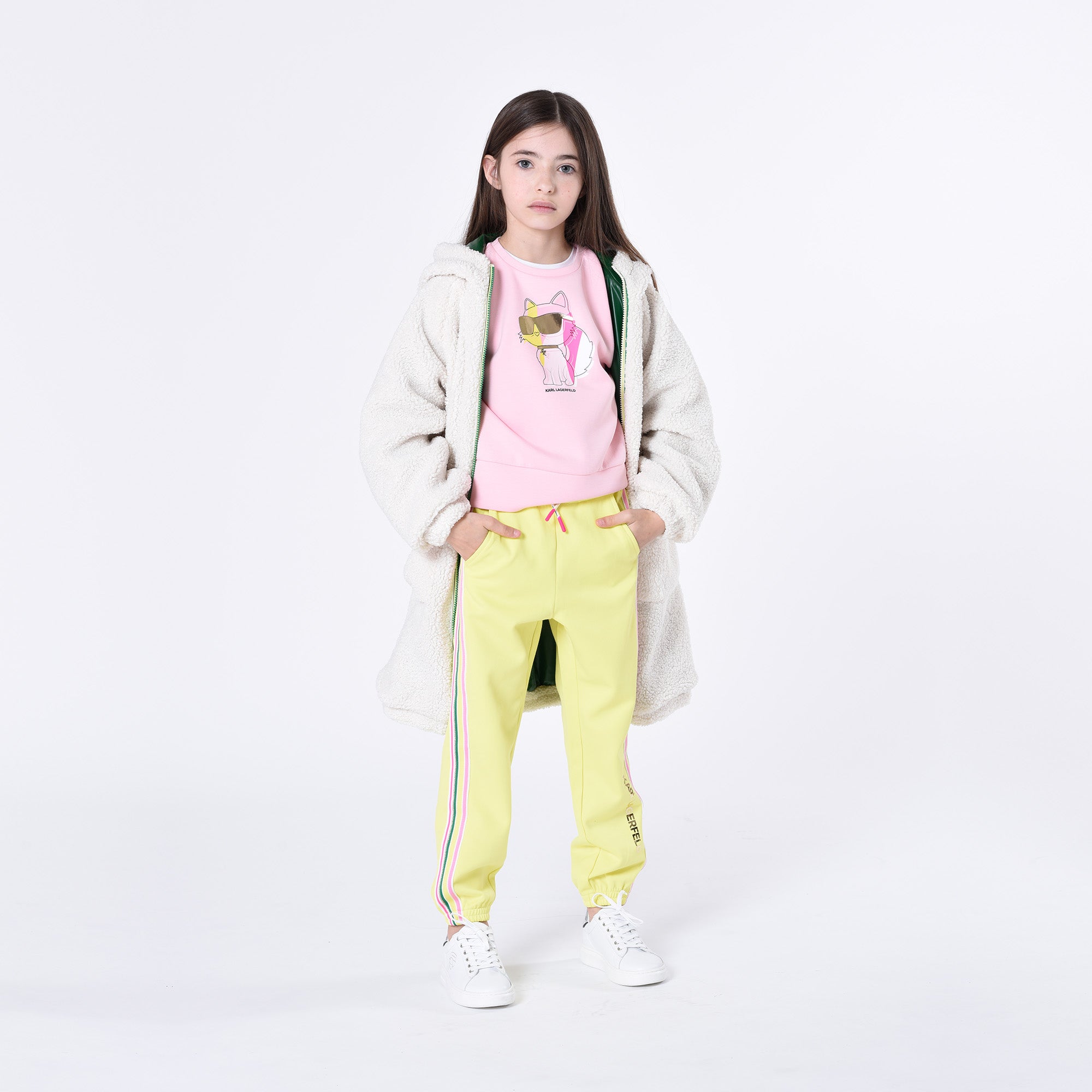 KARL LAGERFELD PINK SWEAT TOP-CHOUPETTE PRINT