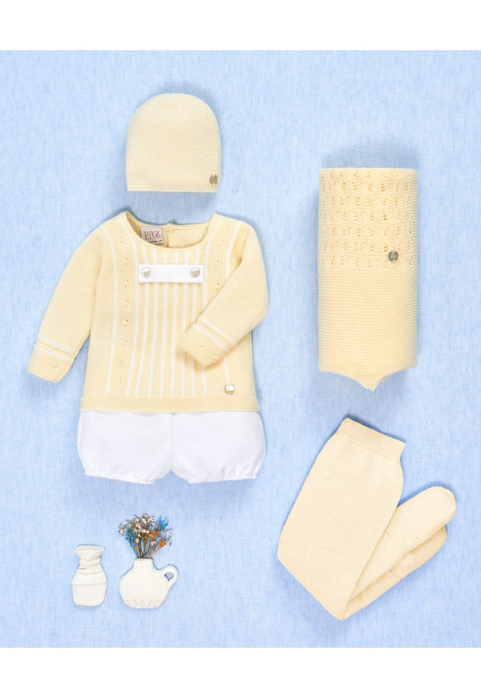 PAZ RODRIGUEZ SET -KNIT NEWBORN SWEATER + SHORTS "BICO"