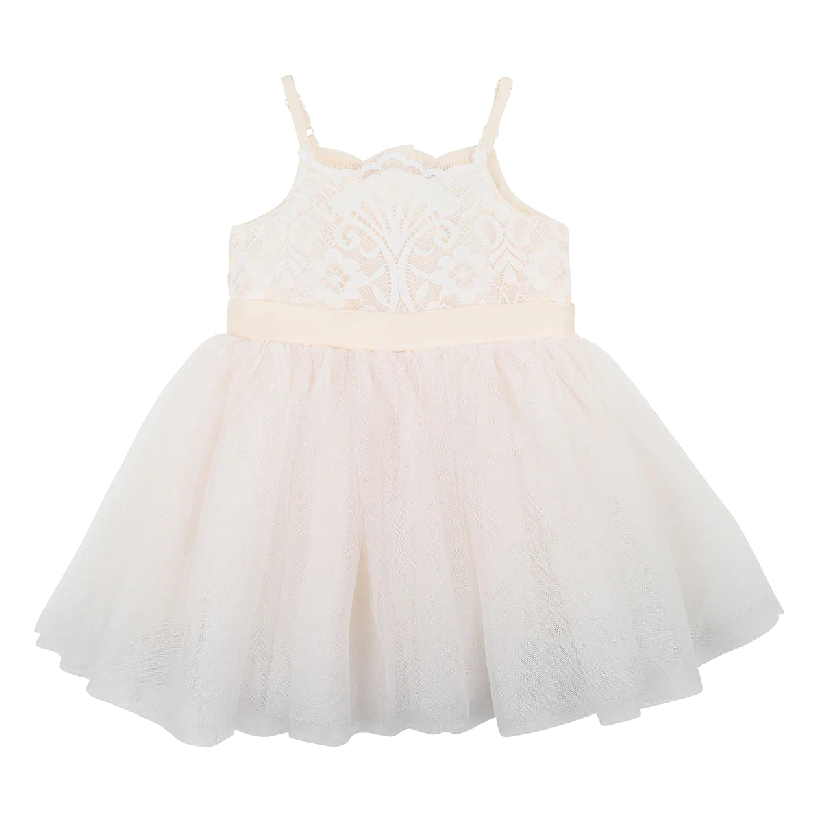 IVORY LACE BODICE DRESS