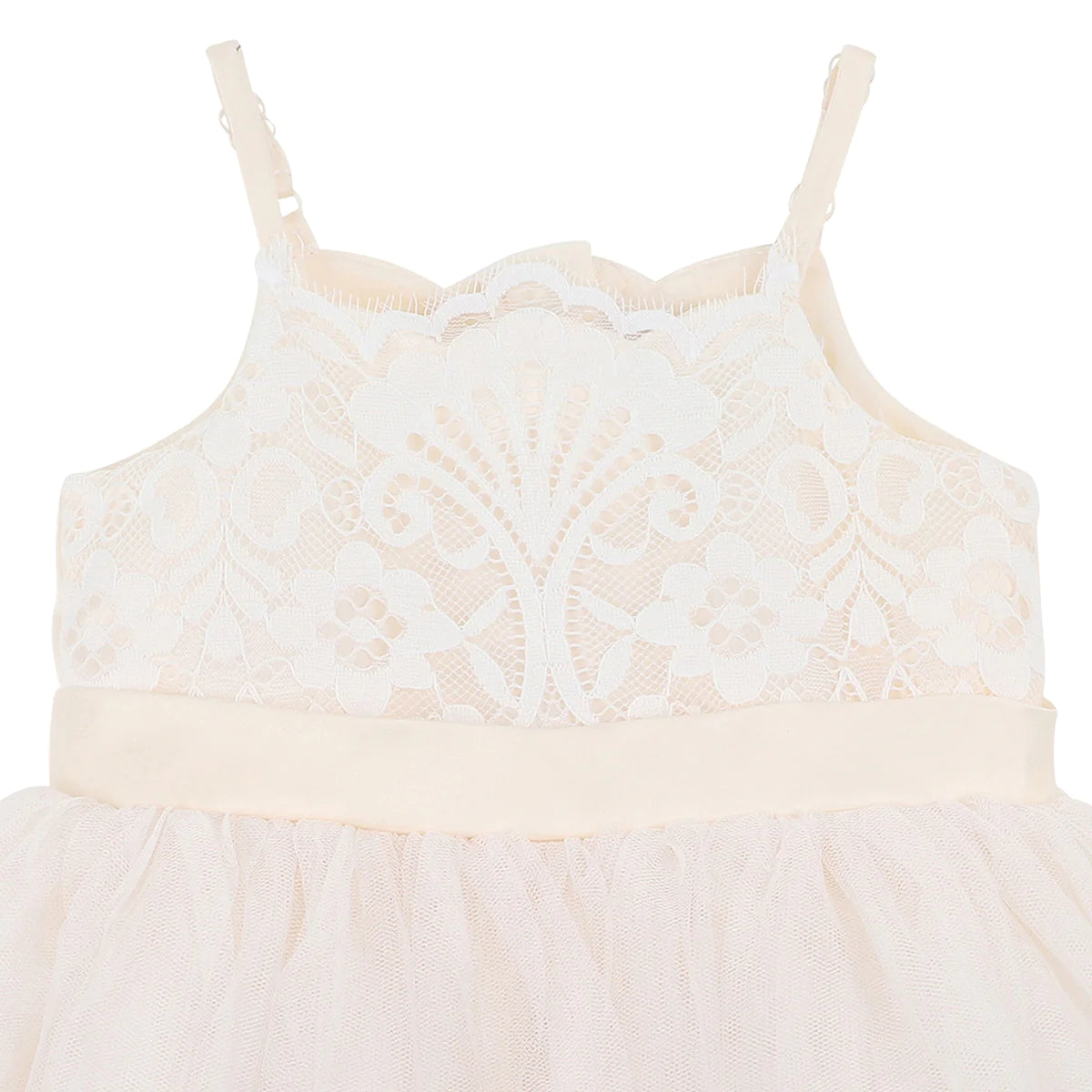 IVORY LACE BODICE DRESS