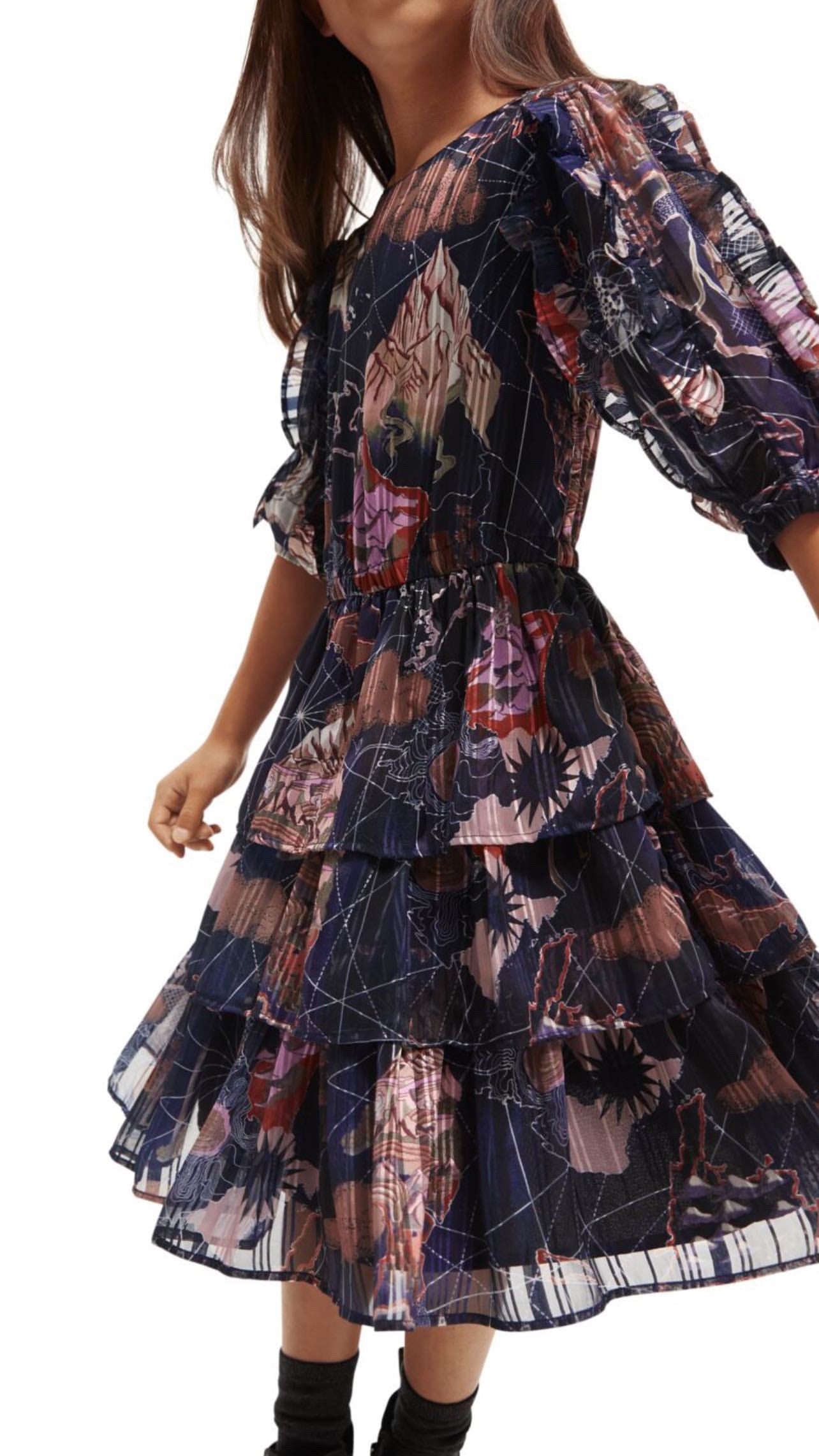 All-over printed ruffle dress