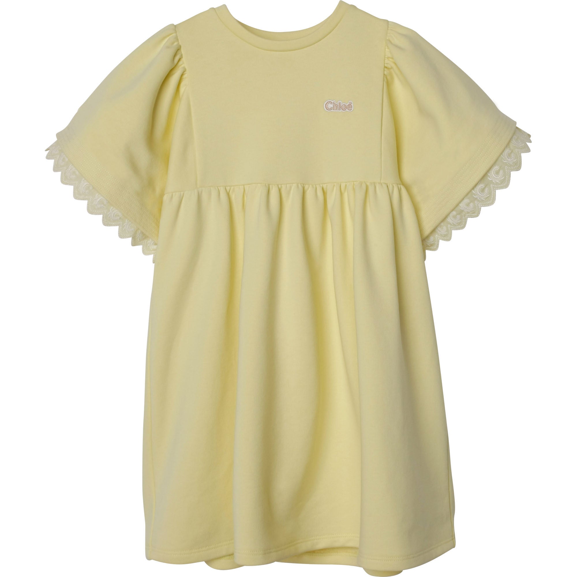 Chloé Yellow Dress-Lace Sleeve Detail