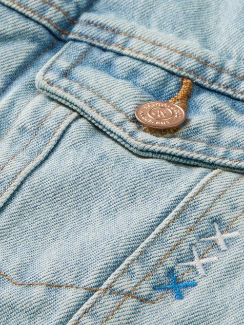Teddy-lined denim trucker jacket