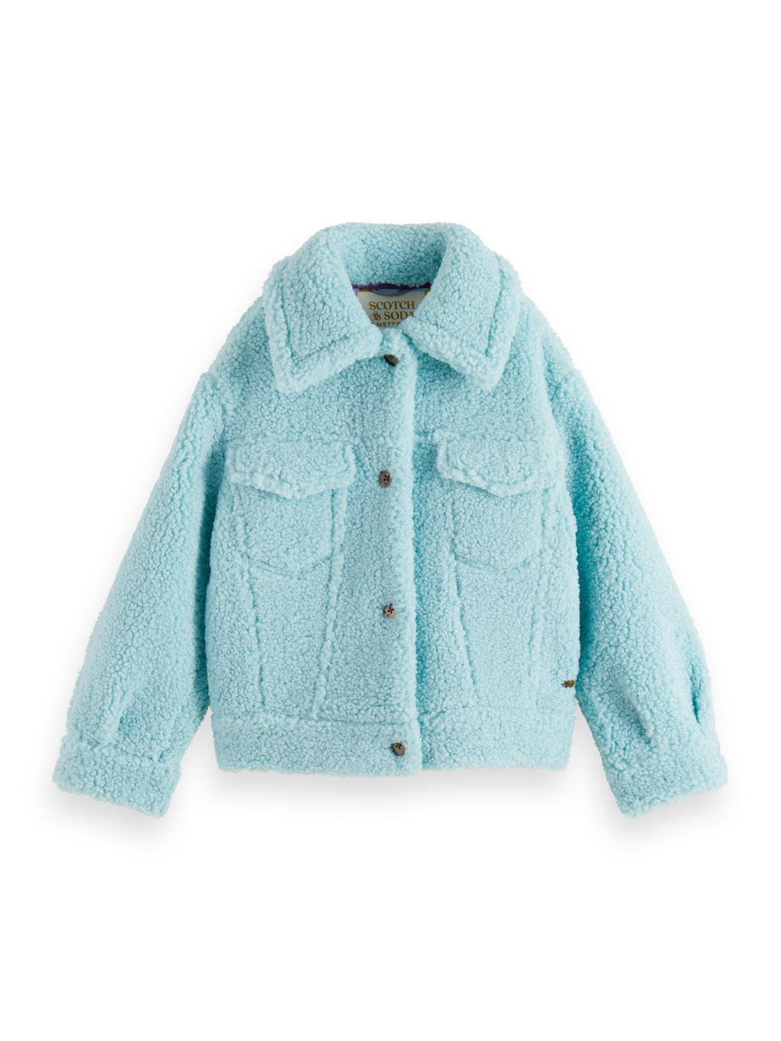Kids - Boxy-fit bonded teddy trucker jacket
