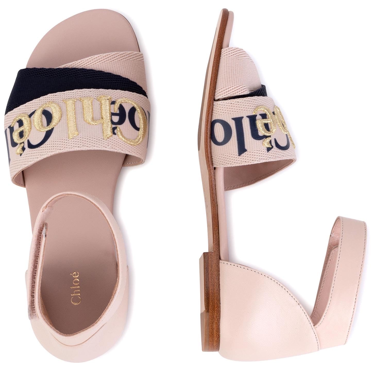 CHLOÉ SANDALS WITH GOLD CHLOÉ SCRIPT
