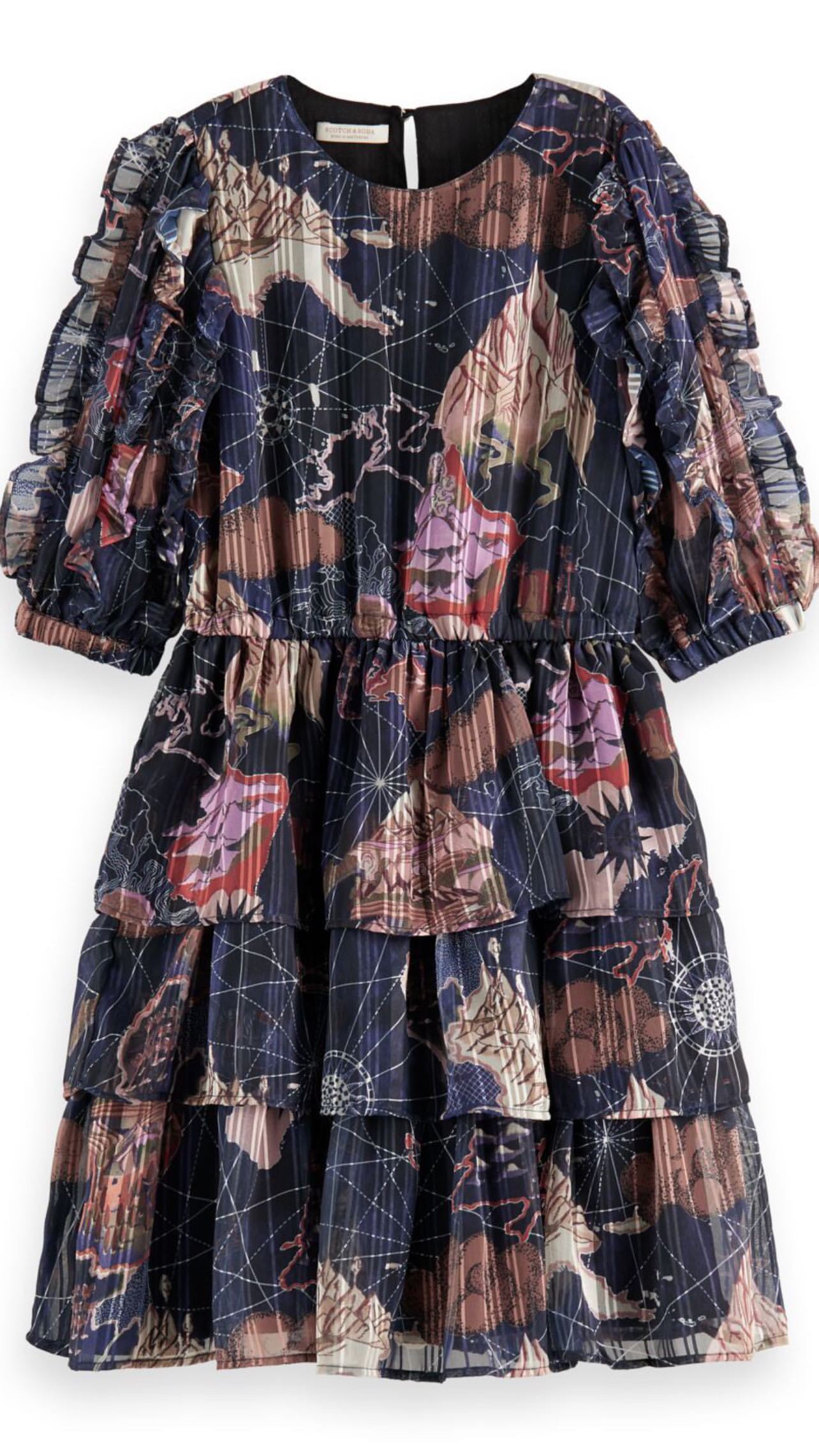 All-over printed ruffle dress
