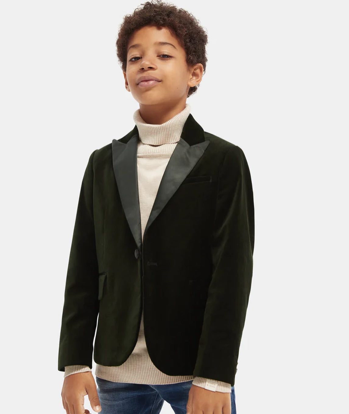 Satin-lapel velvet blazer