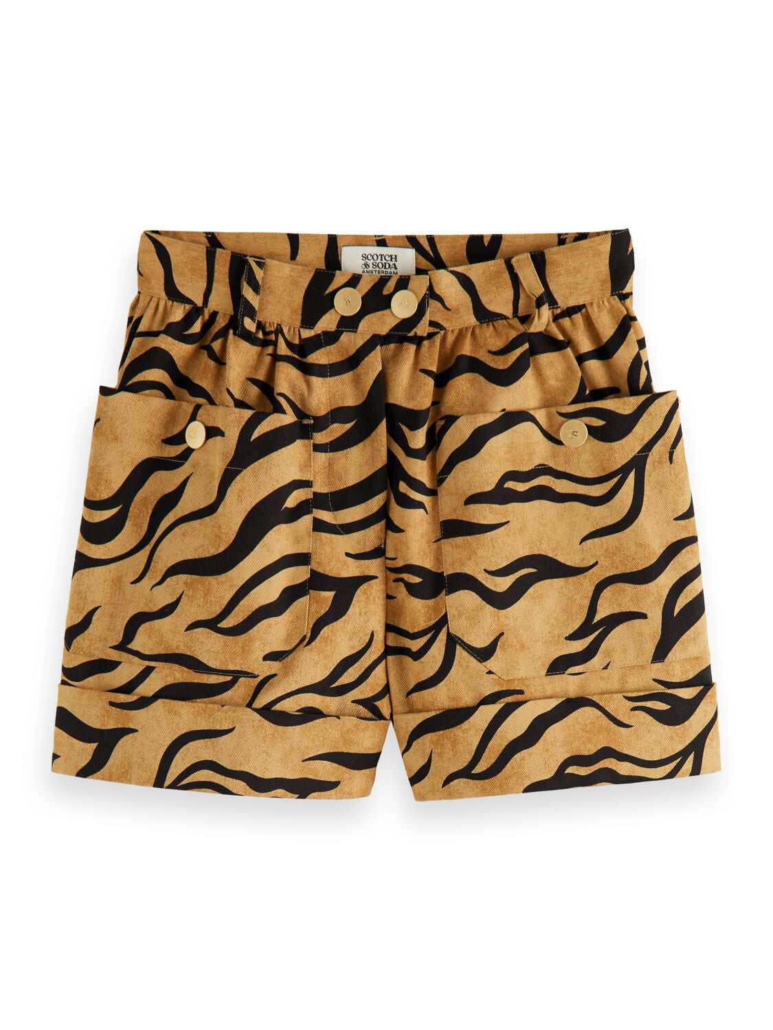 High-rise wide-leg shorts cheetah