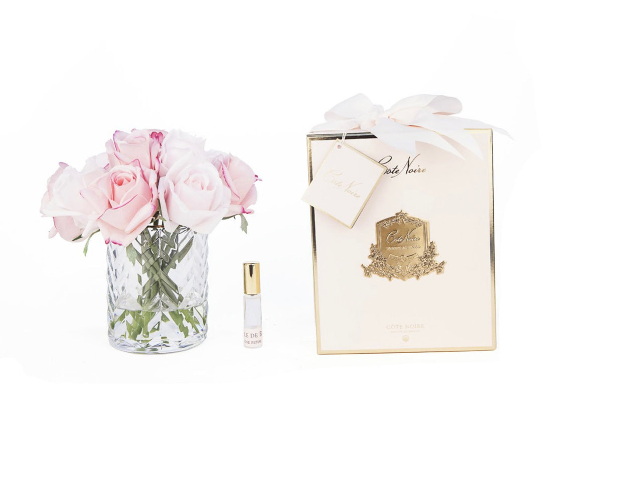 Herringbone Clear Vase-Mixed Rose Buds