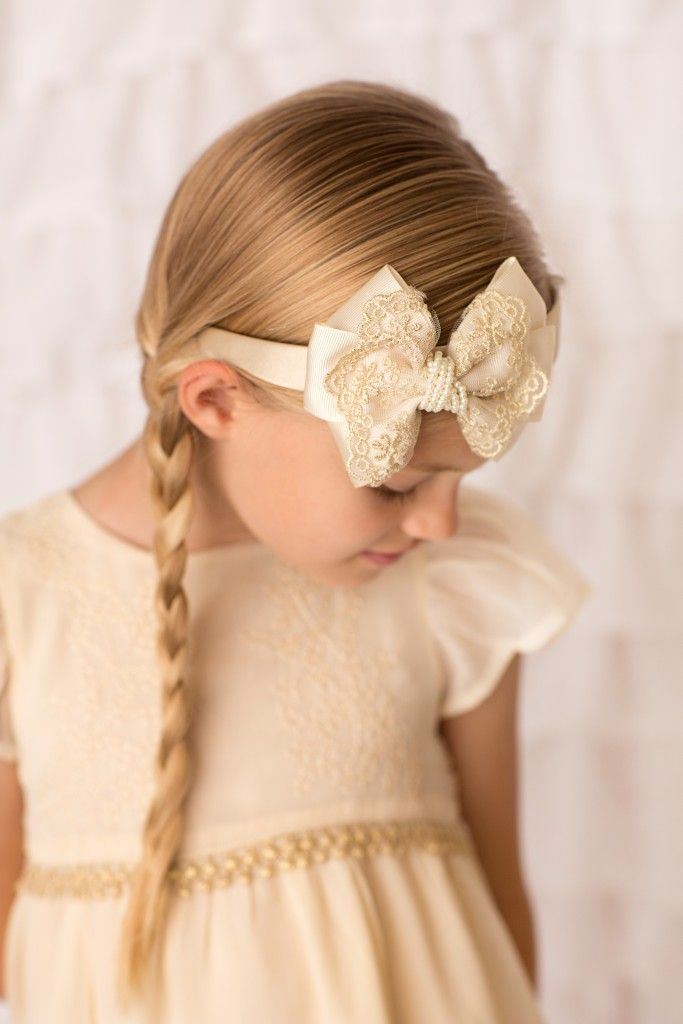 EXCLUSIVE GOLD AND IVORY OVERSIZED BOW SOLID HEADBAND
