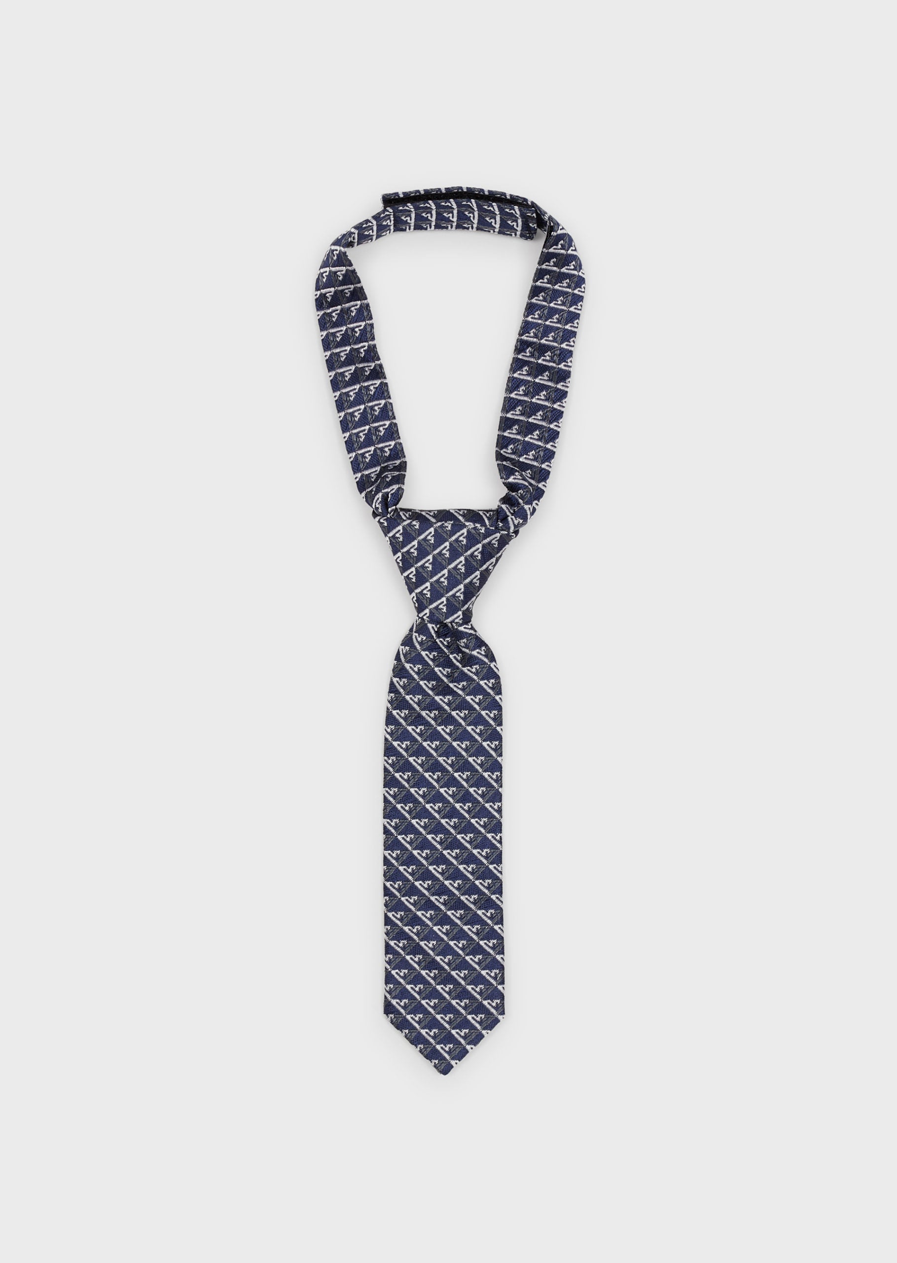 EMPORIO ARMANI Toddler Pre-tied silk necktie with op-art eagles