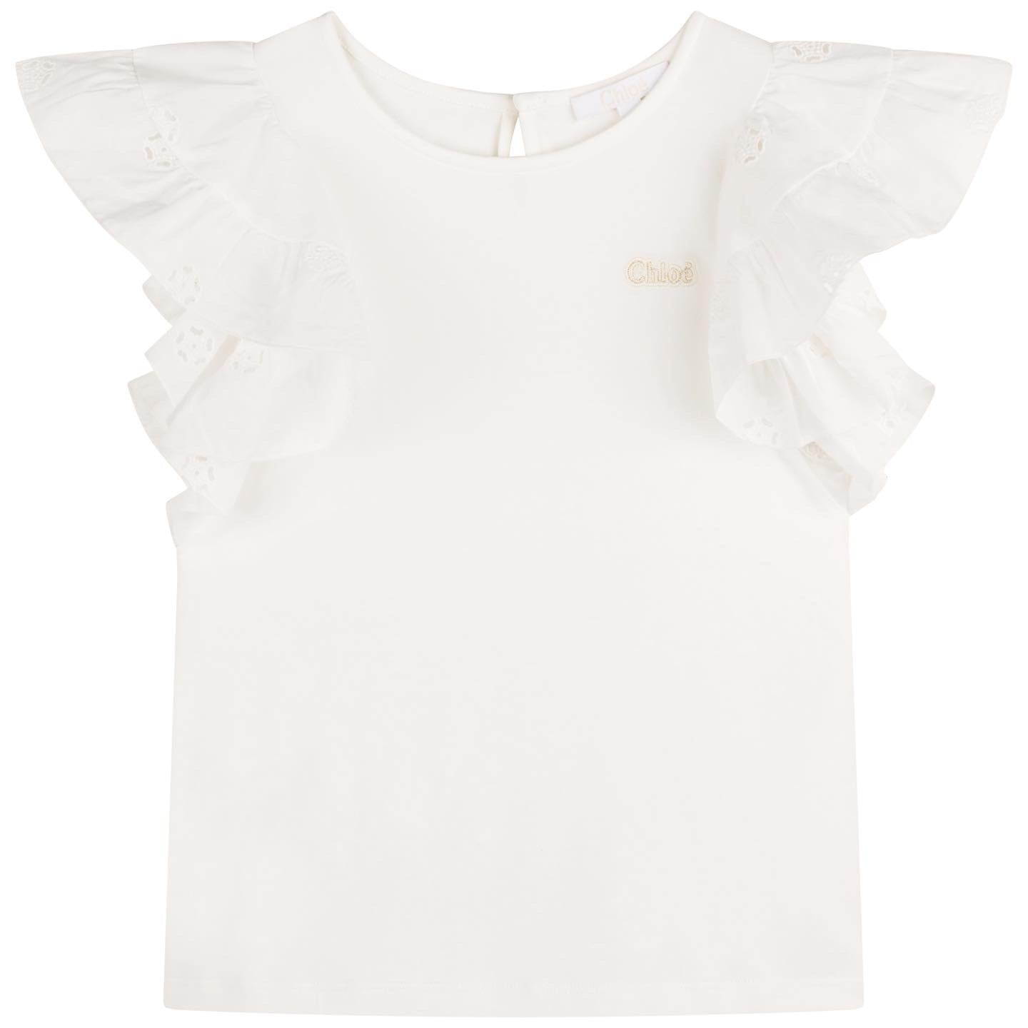 CHLOÉ WHITE TOP W/RUFFLE SLEEVE