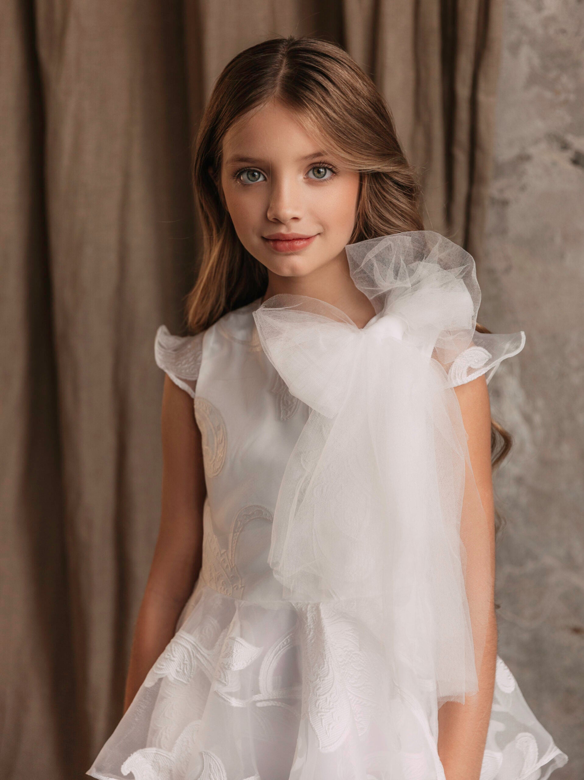 JOLIE-White delicate Burnout Jacquard Communion Dress