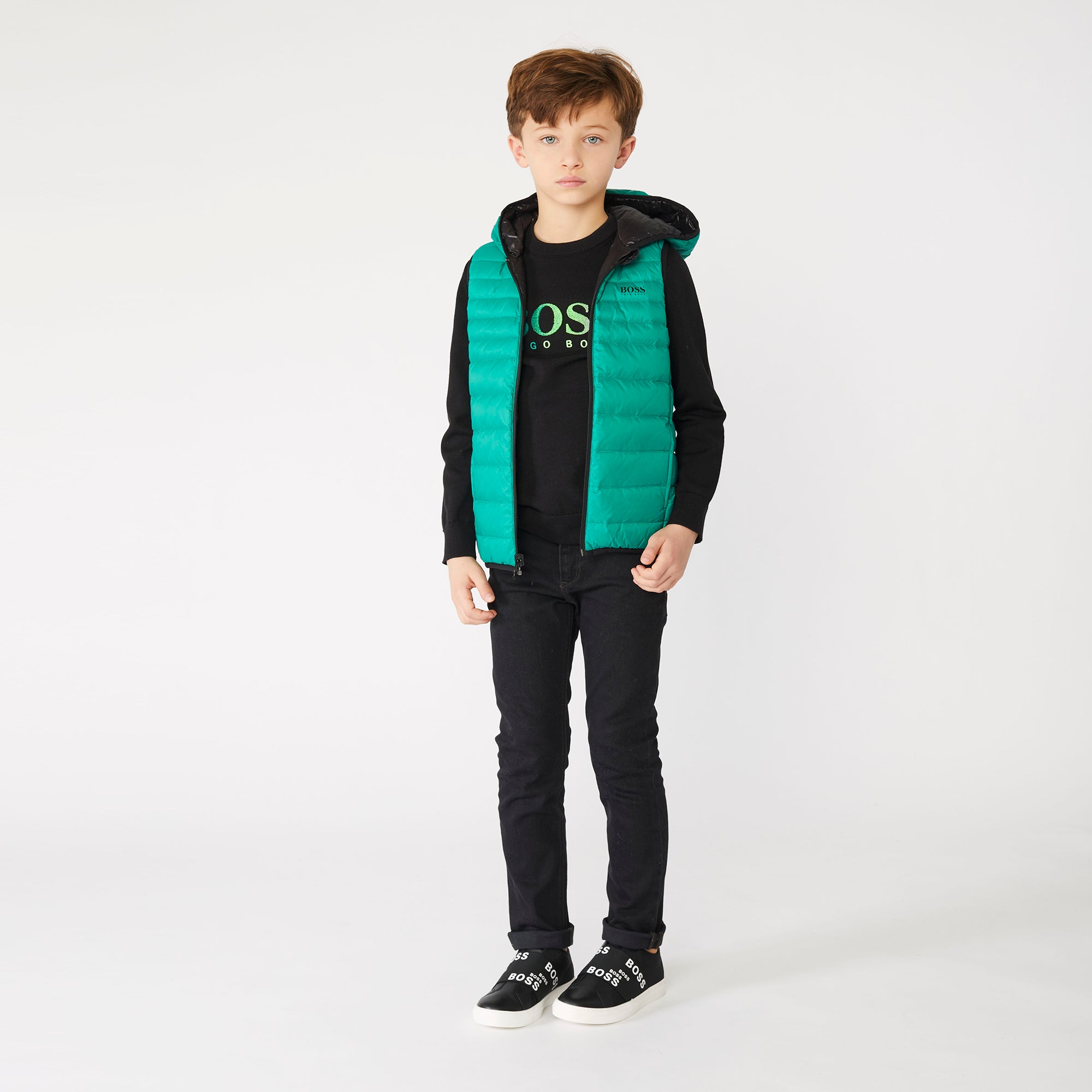 HUGO BOSS Black/Green Reversible Puffer Vest