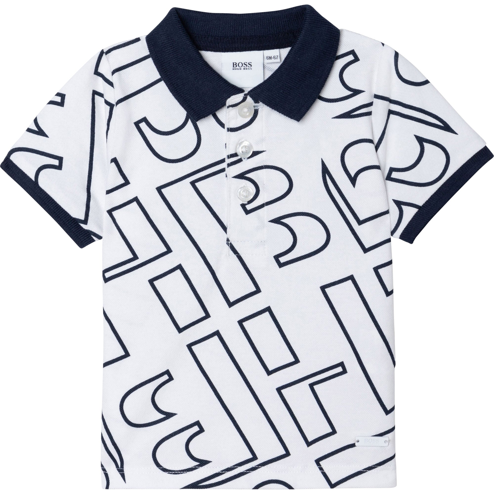HUGO BOSS White Toddler S/S Polo with HB allover