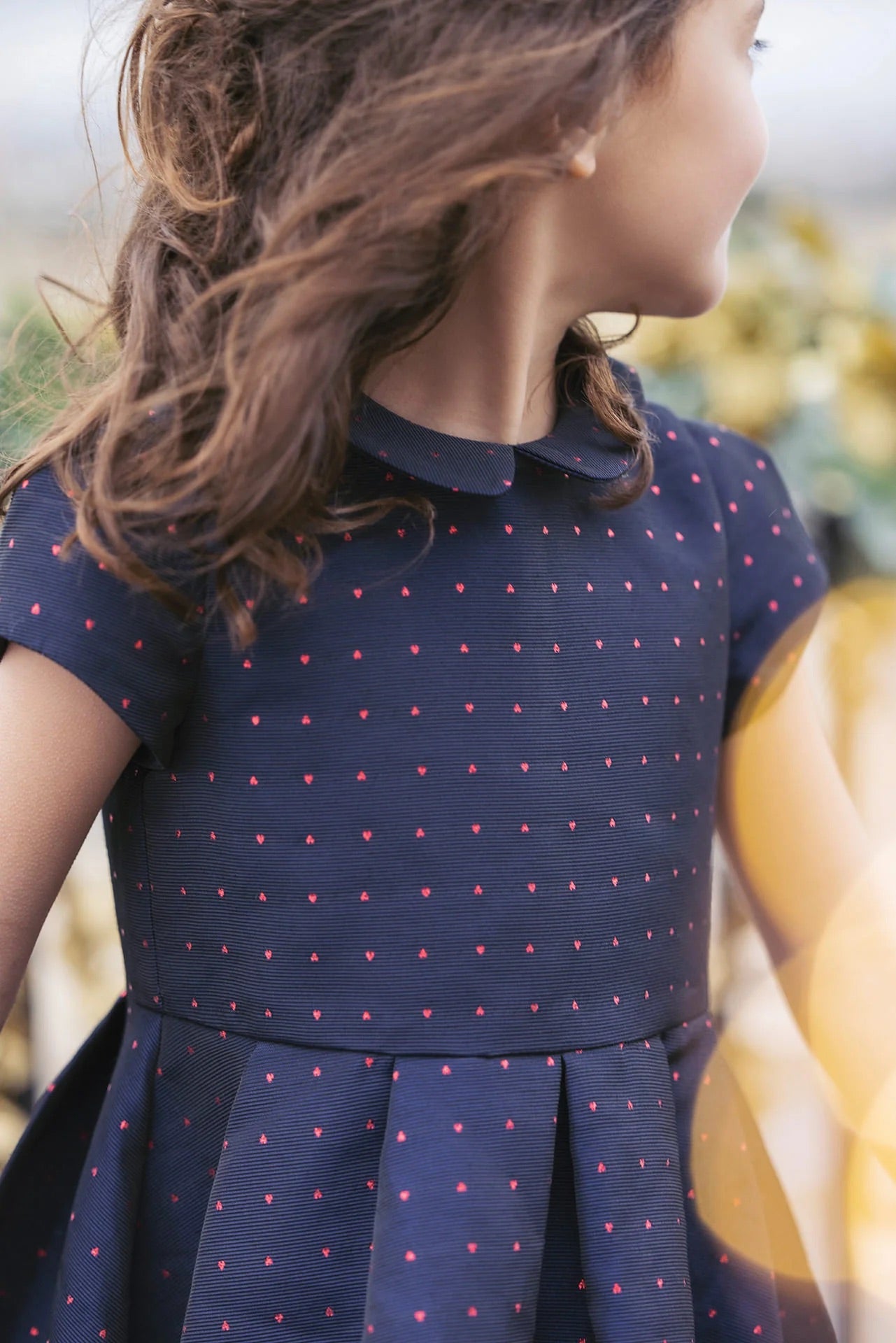 Tartine Navy Dress-Heart embroidery