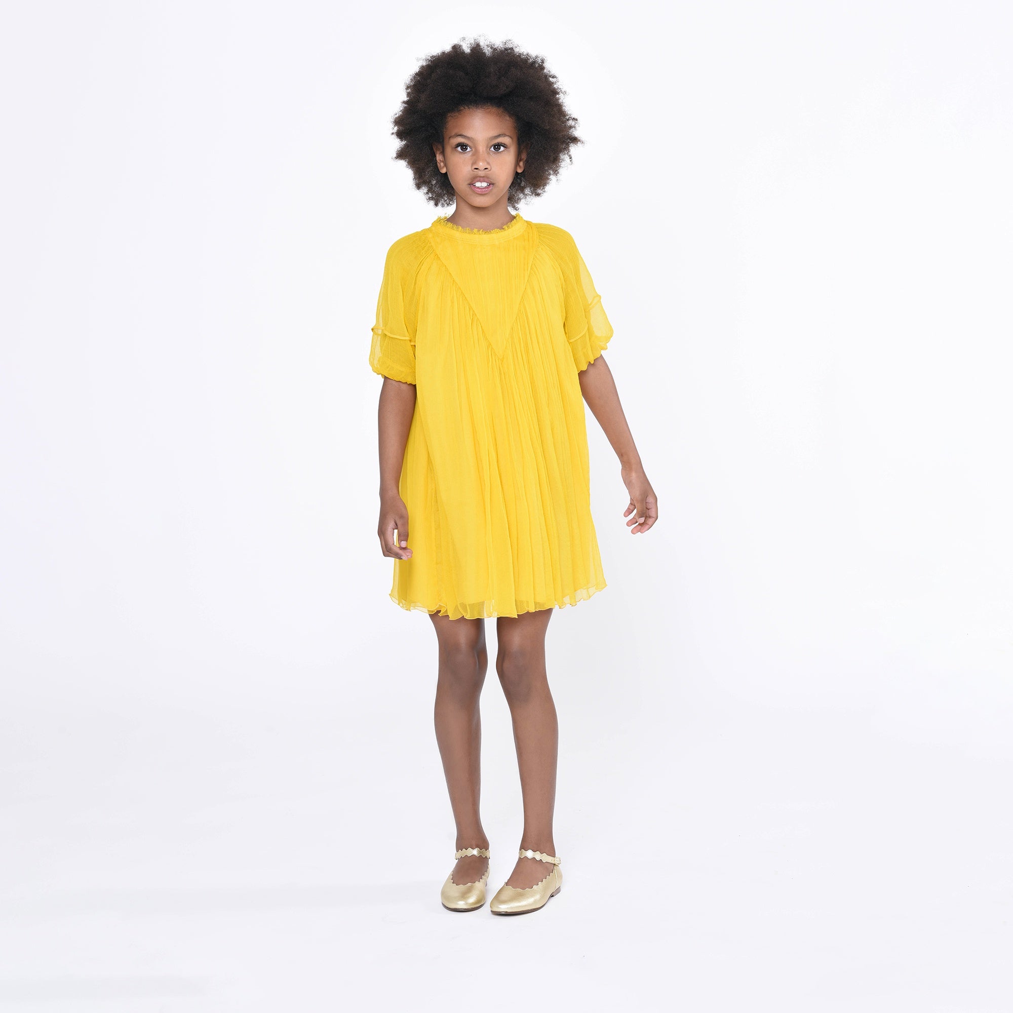 CHLOÉ OCHRE SILK CEREMONY DRESS