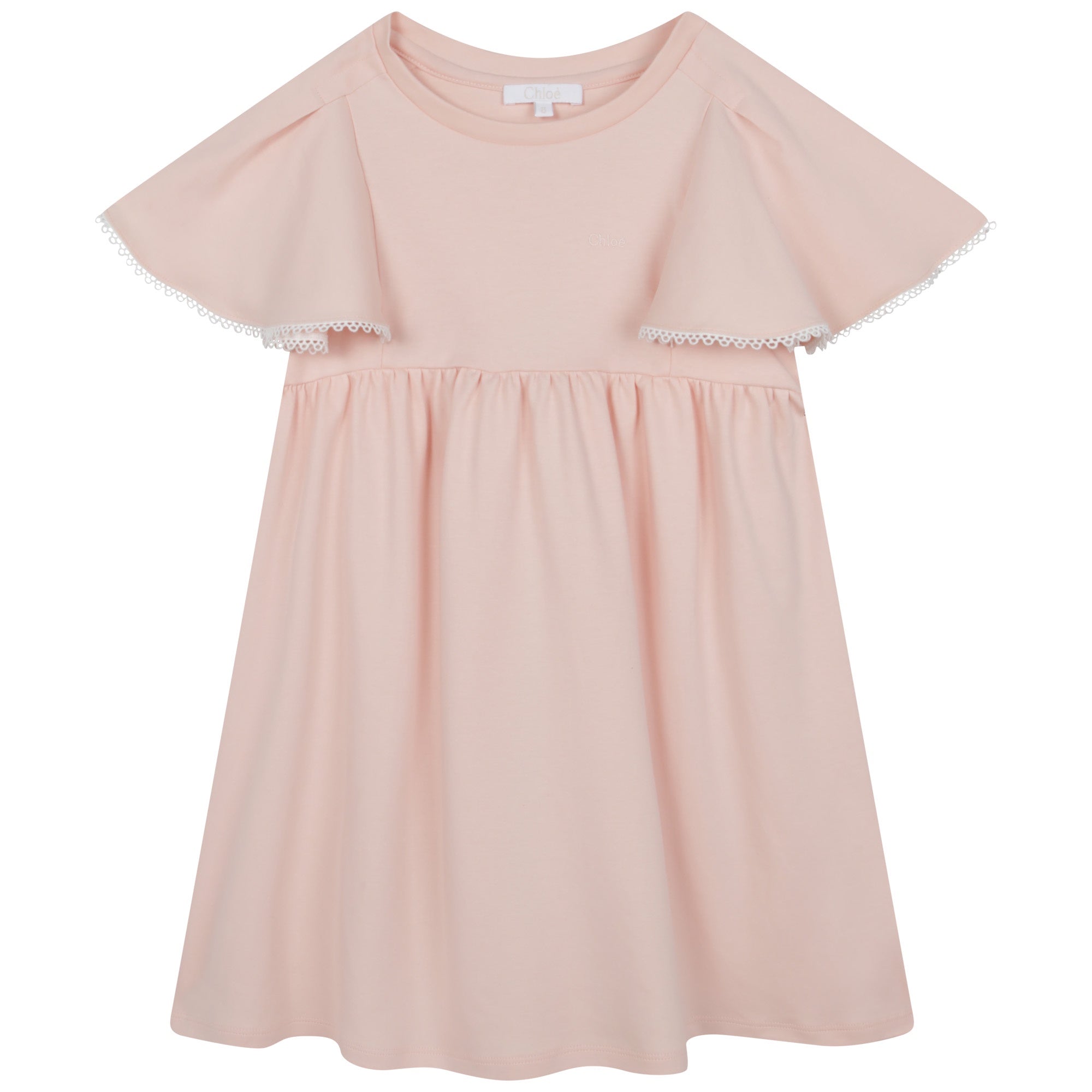 CHLOÉ GUIPURE-TRIM SHORT SLEEVED DRESS