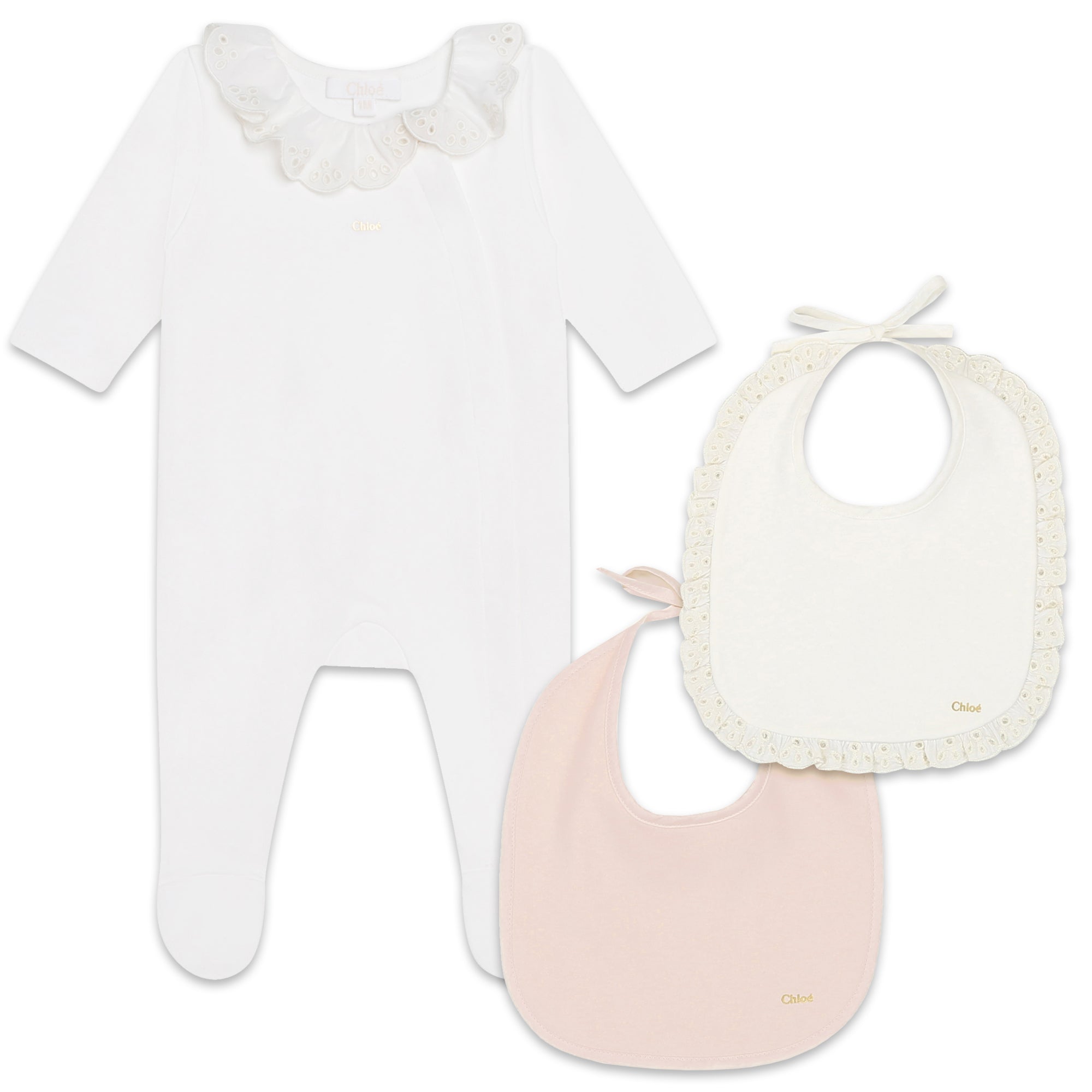 CHLOÉ GIFT SET PYJAMAS + 2 BIBS_SALMON