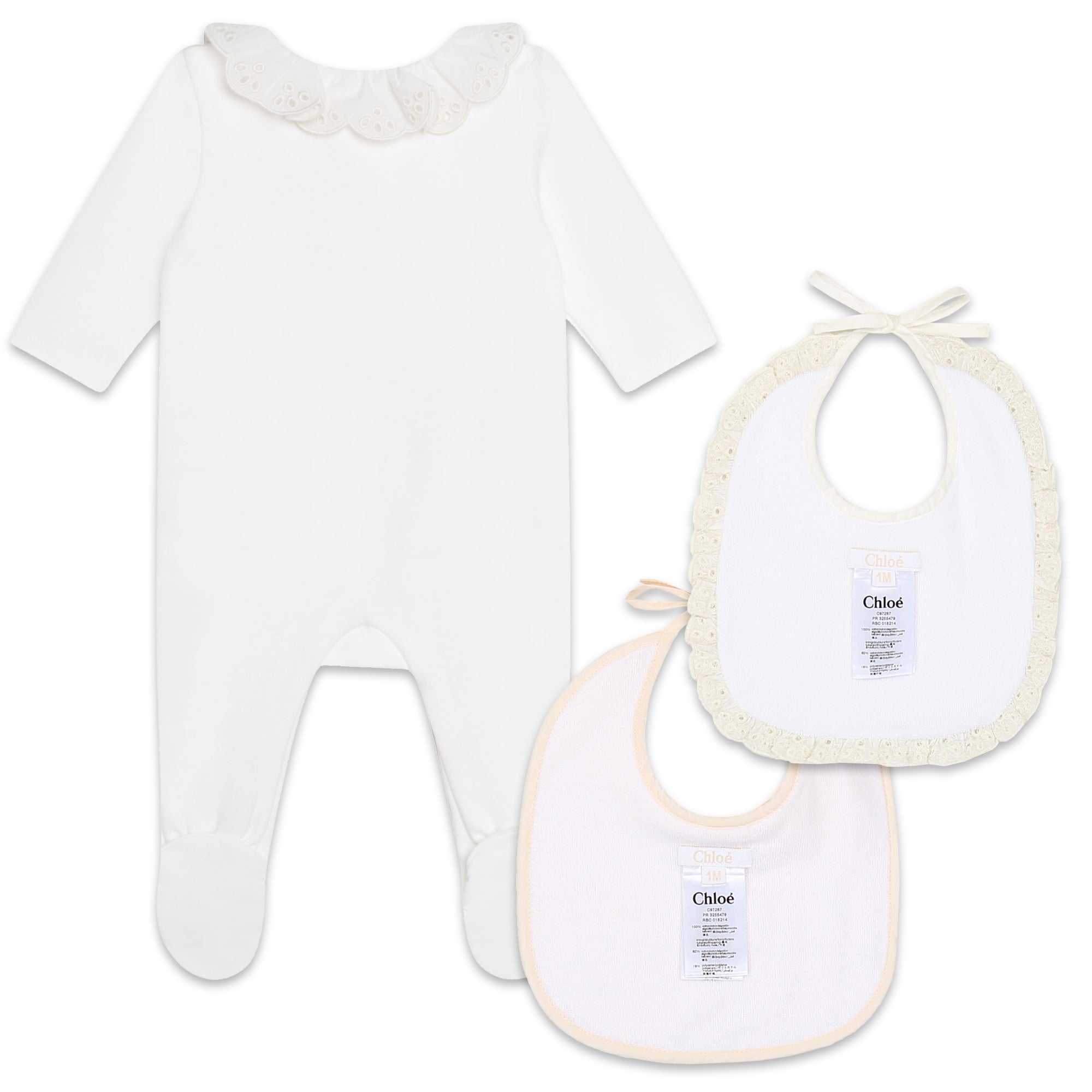 CHLOÉ GIFT SET PYJAMAS + 2 BIBS_SALMON