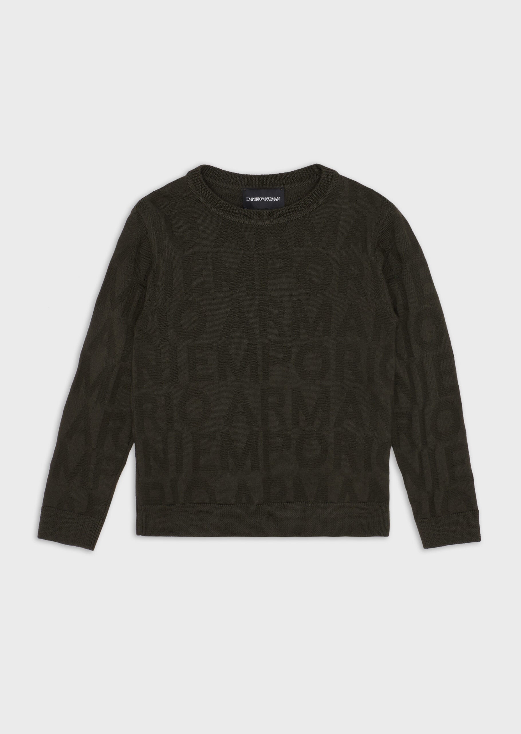 EMPORIO ARMANI Wool-blend jumper with EMPORIO ARMANI jacquard lettering