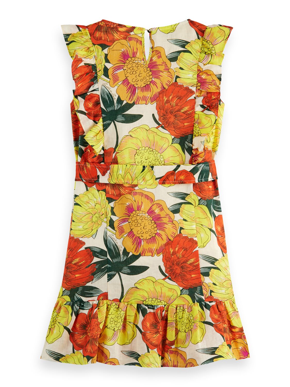 All-over printed dress with ru