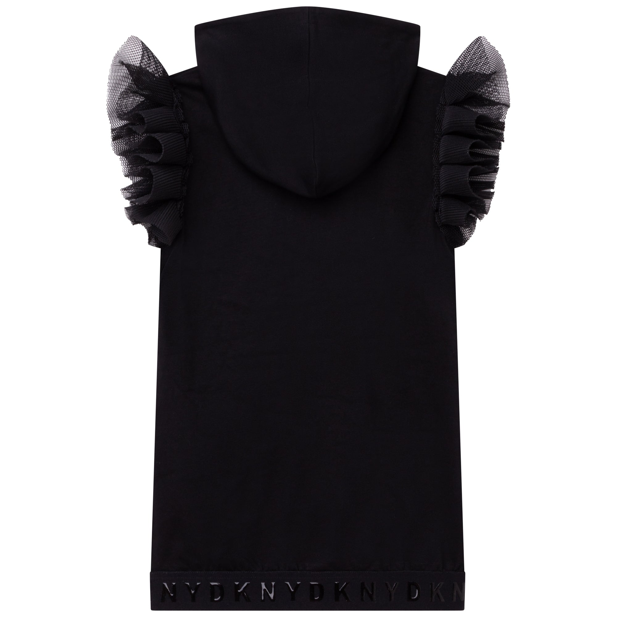 DKNY BLACK DRESS W/TULLE FRILL SLEEVE