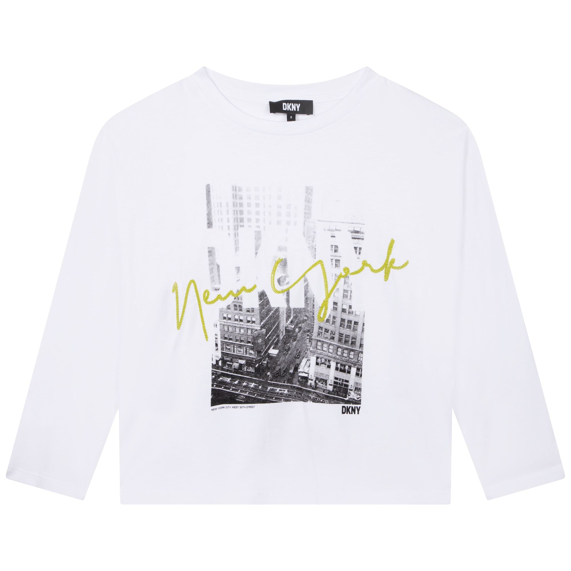DKNY WHITE FANCY LONG SLEEVED T-SHIRT