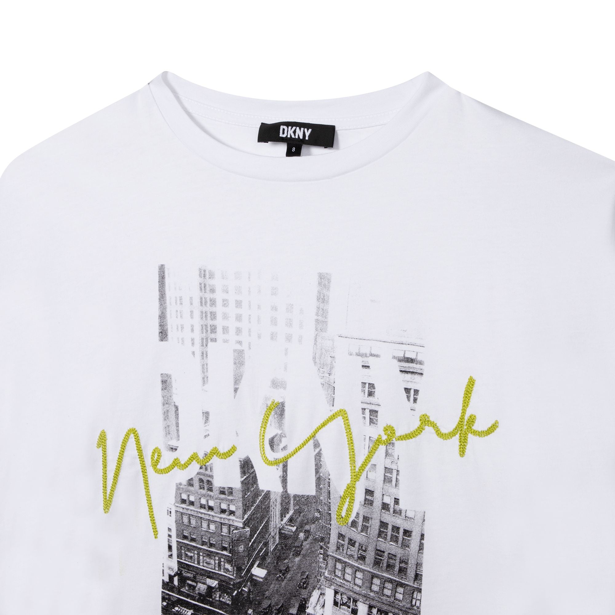DKNY WHITE FANCY LONG SLEEVED T-SHIRT