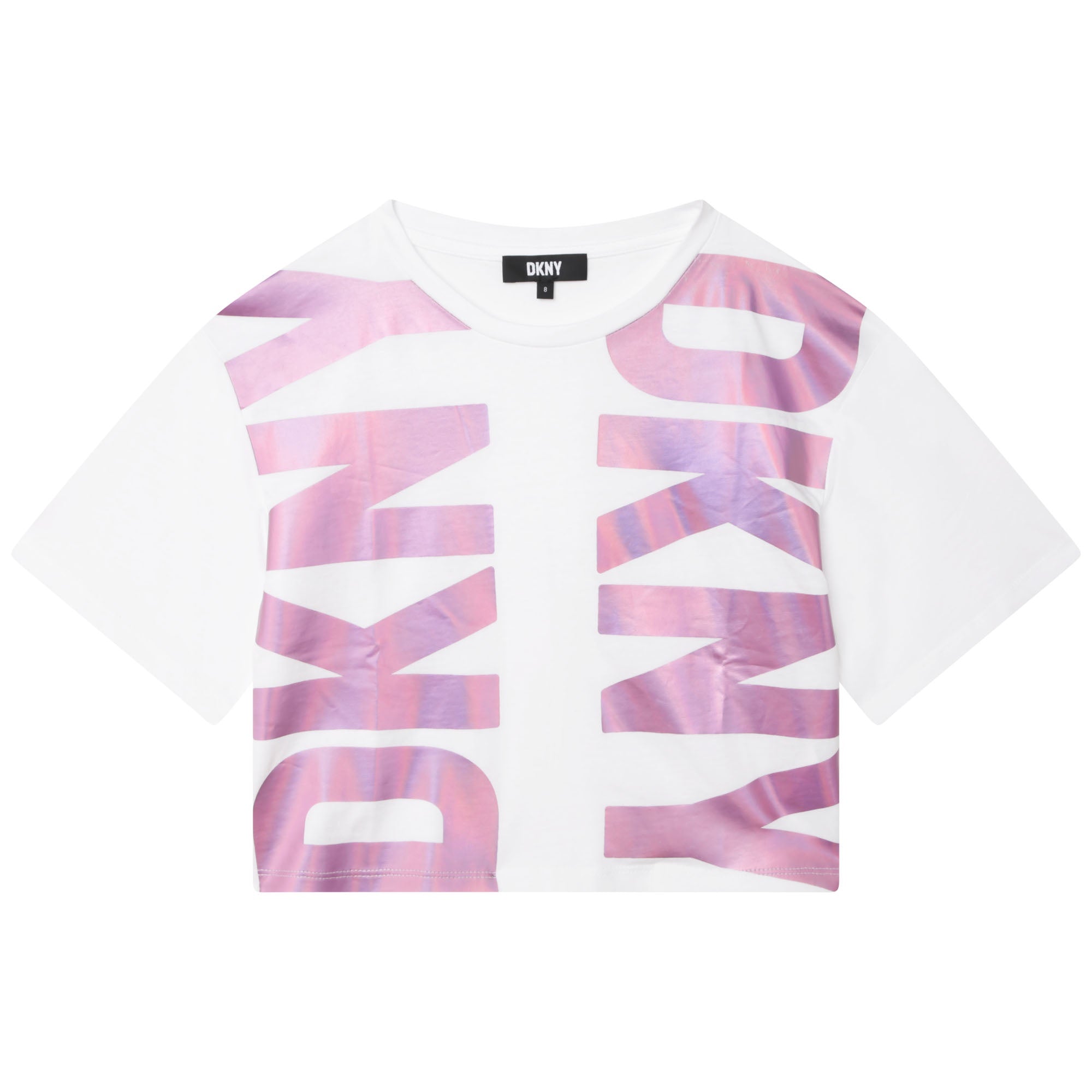 DKNY WHITE BRANDED T-SHIRT-PINK SCRIPT