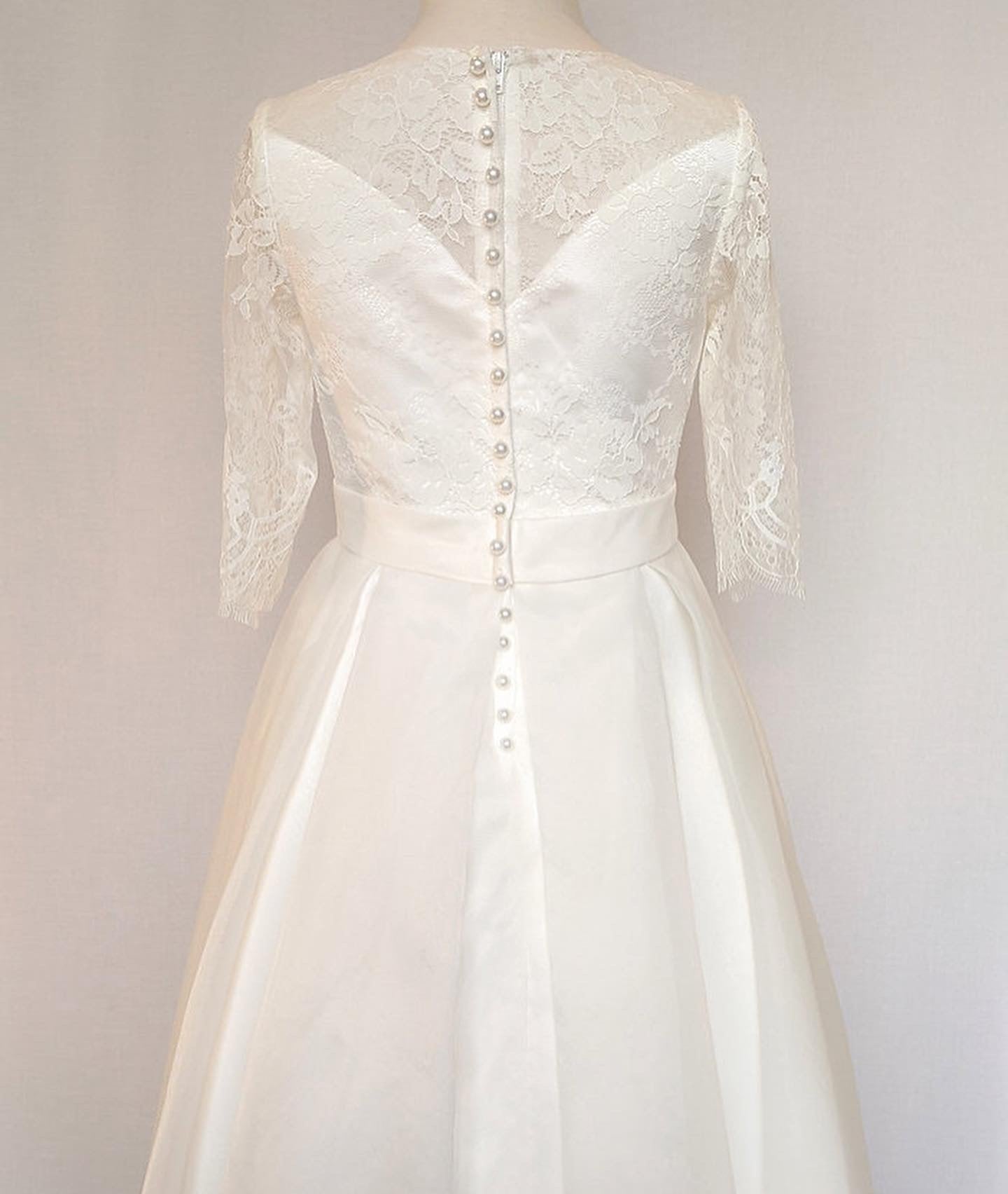 Madeleine soft lace bodice with sheer neckline Communion Dress