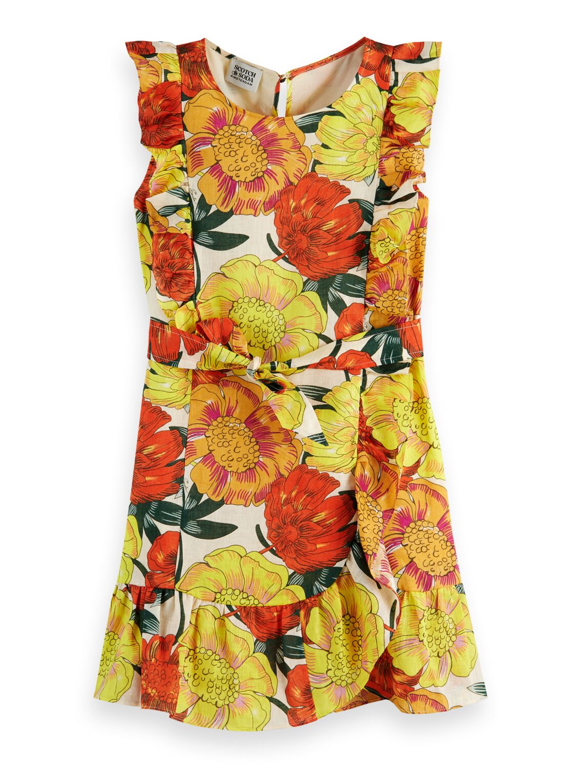 All-over printed dress with ru