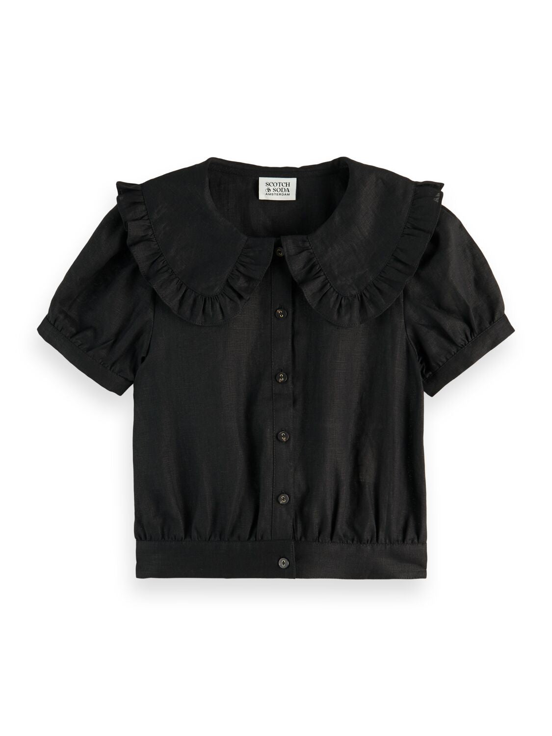 Short-sleeved shirt with ruffle Collar