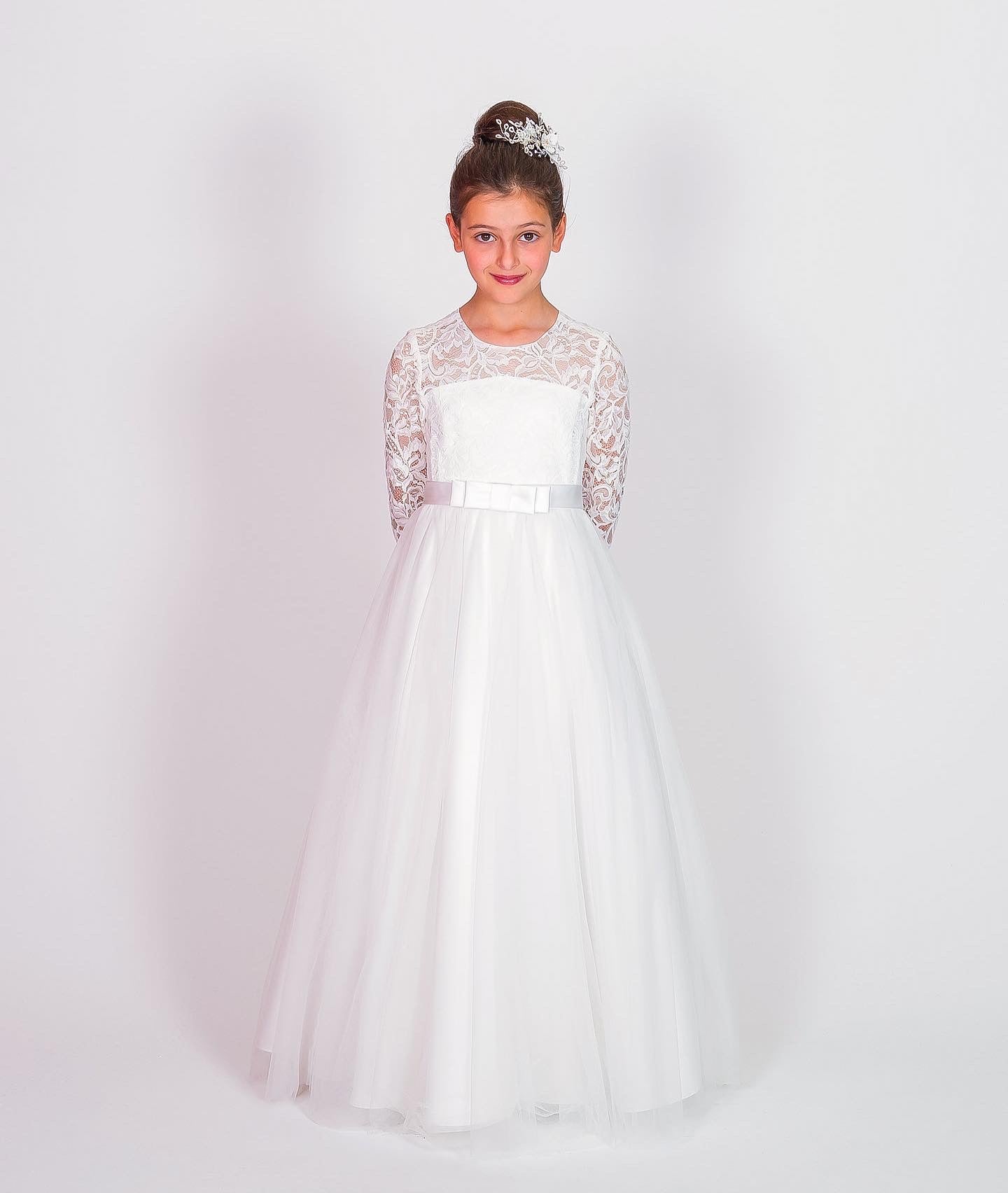 Elena White luxurious lace bodice Communion Dress