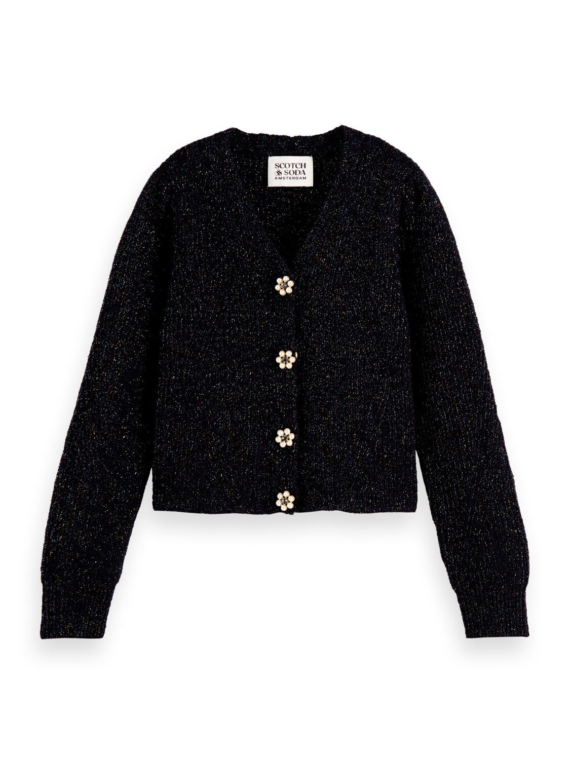Scotch & Soda Puffed shoulder floral button cardigan