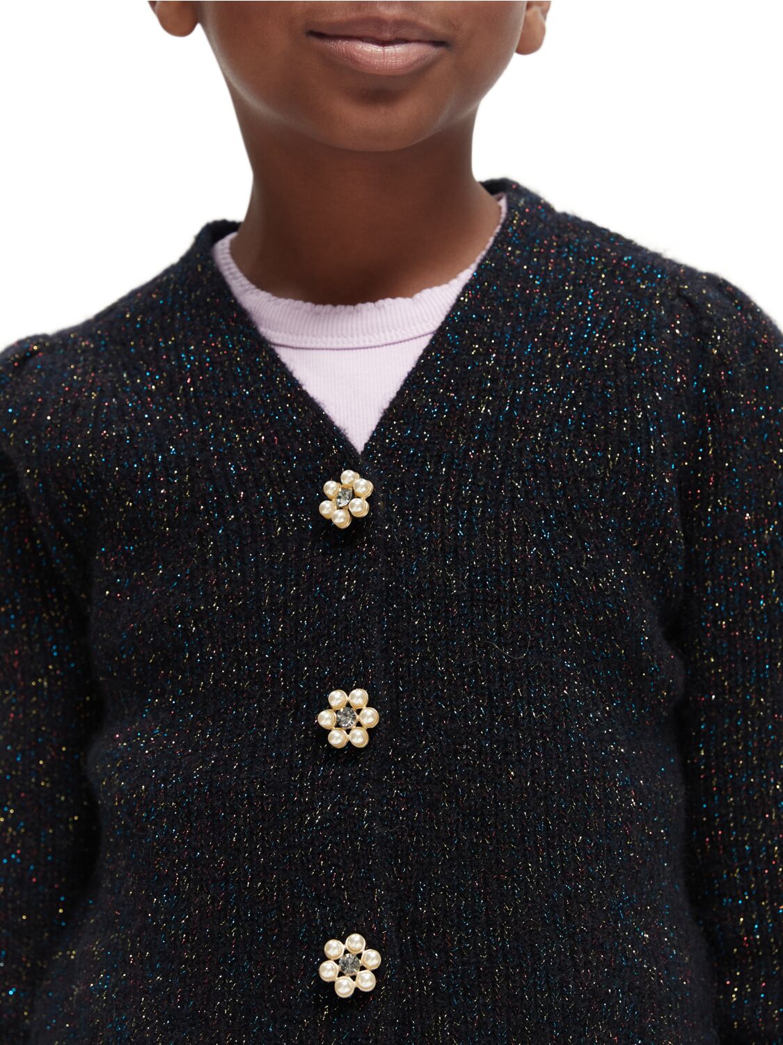 Scotch & Soda Puffed shoulder floral button cardigan
