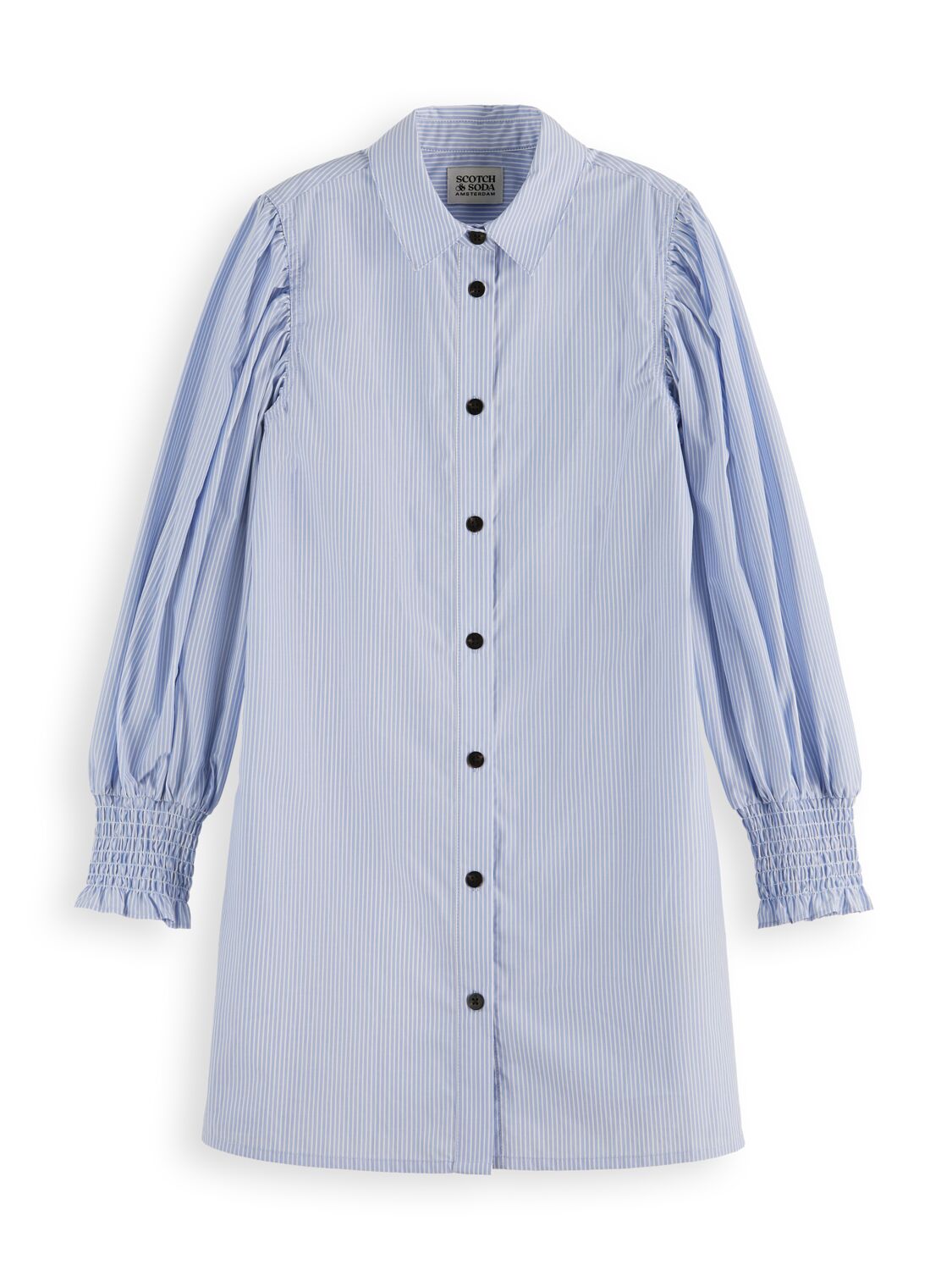 Yarn-dyed pinstripe midi-length shirt dress