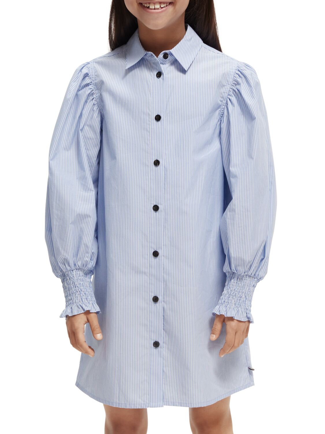Yarn-dyed pinstripe midi-length shirt dress