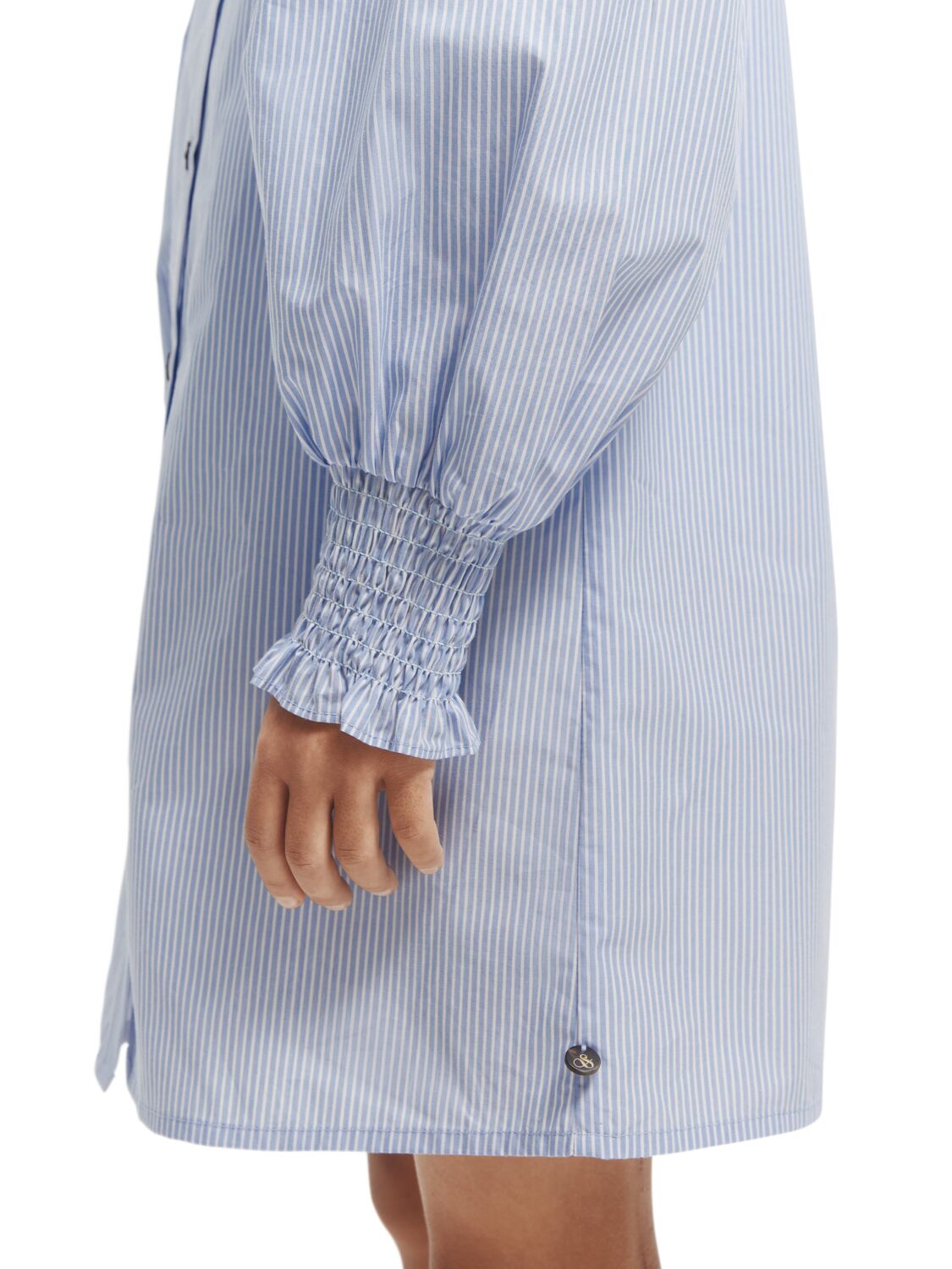 Yarn-dyed pinstripe midi-length shirt dress