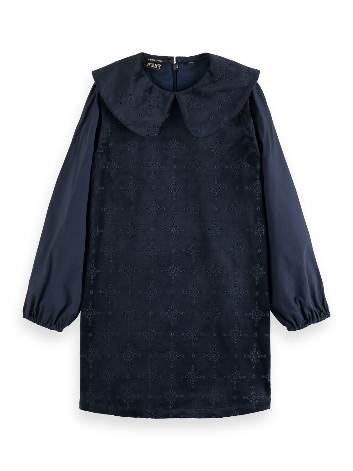 Scotch & Soda Mini-length velvet broderie-anglaise dress