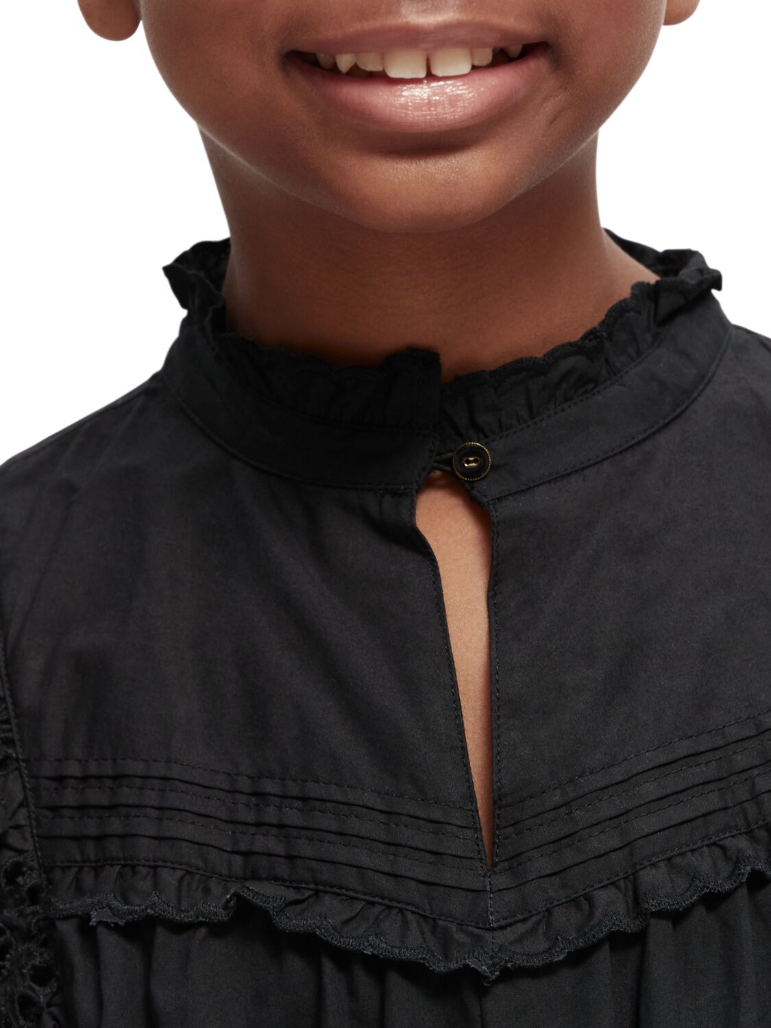 Scotch & Soda Short length long-sleeve broderie anglaise tiered dress