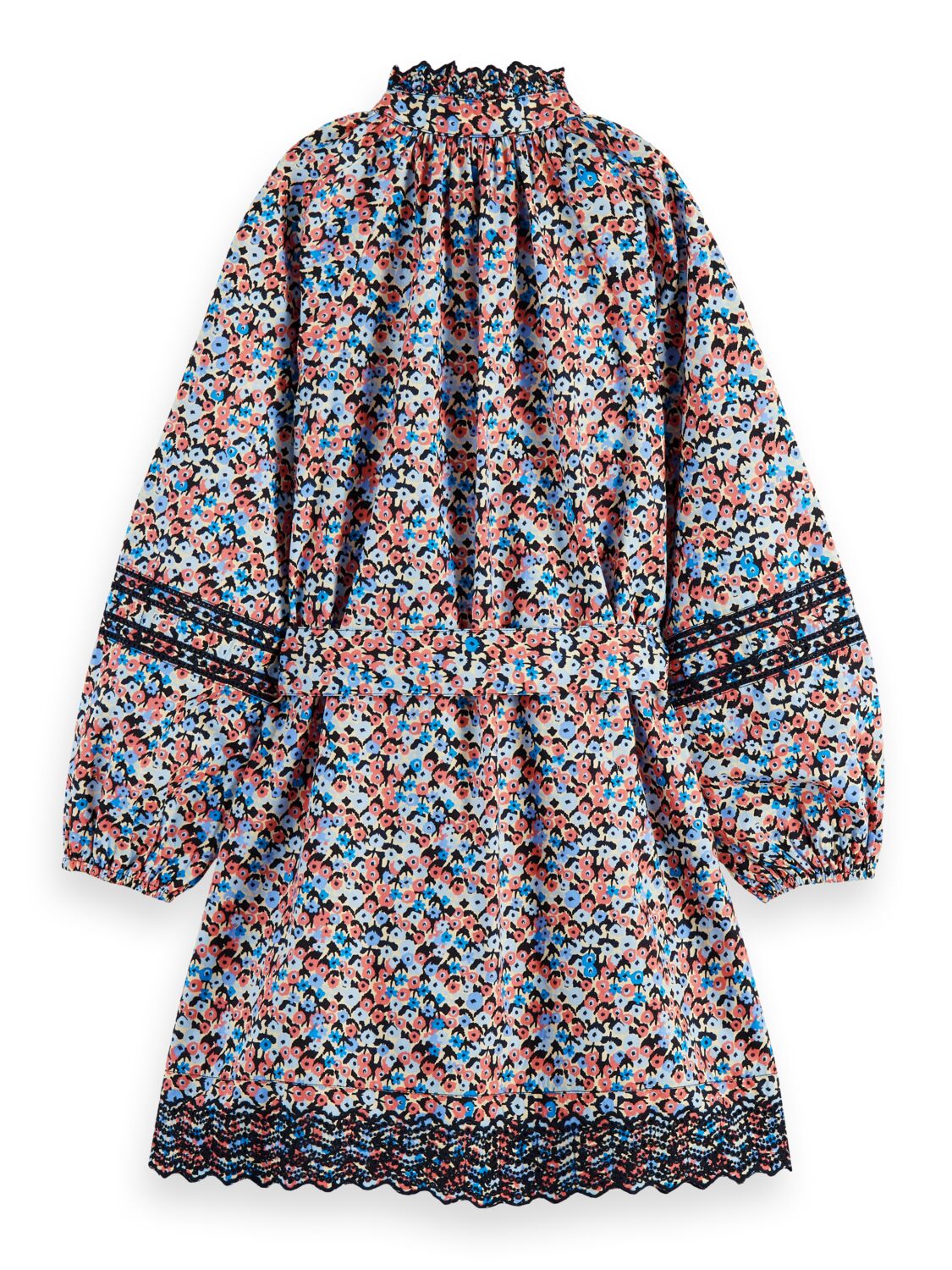 Printed organic cotton long-sleeved shirt dress