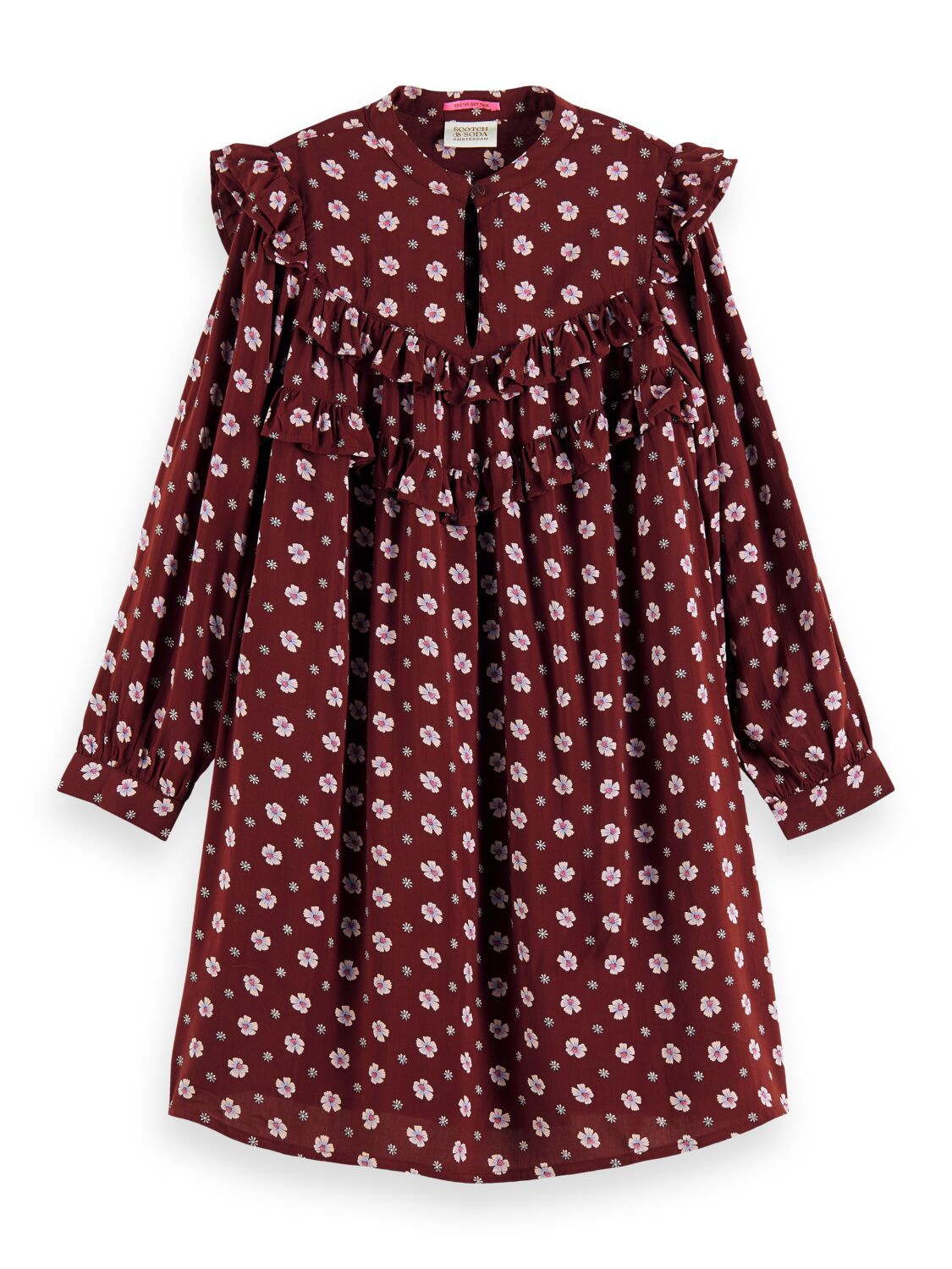 Scotch & Soda Printed organic long-sleeved mini dress