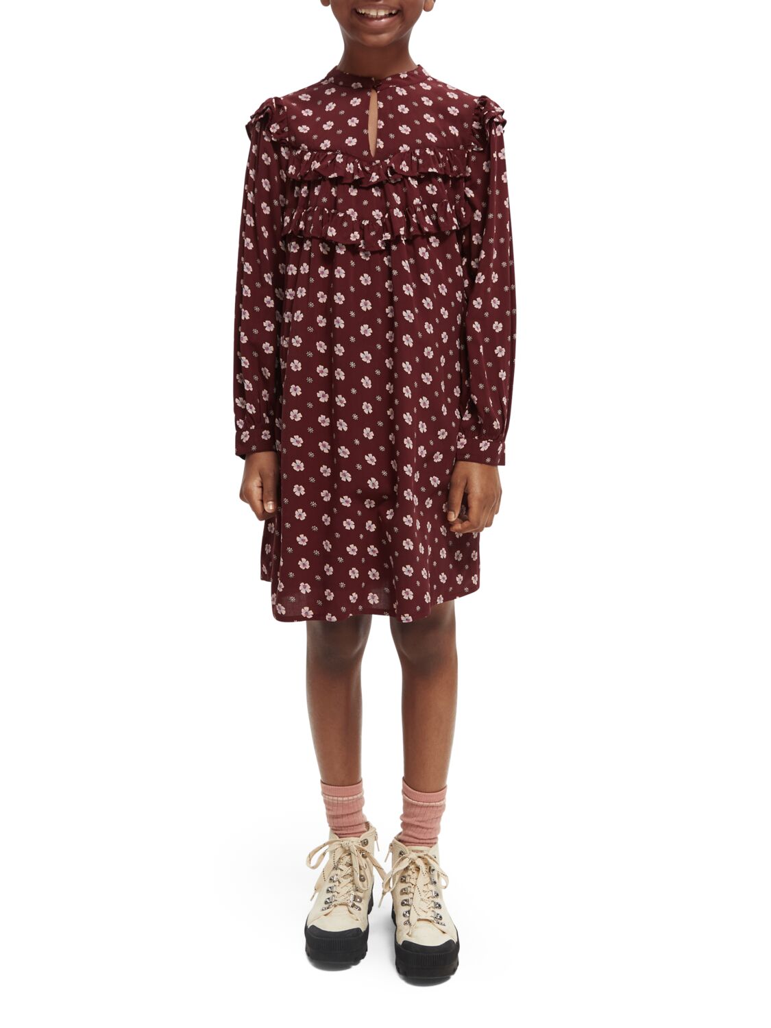 Scotch & Soda Printed organic long-sleeved mini dress