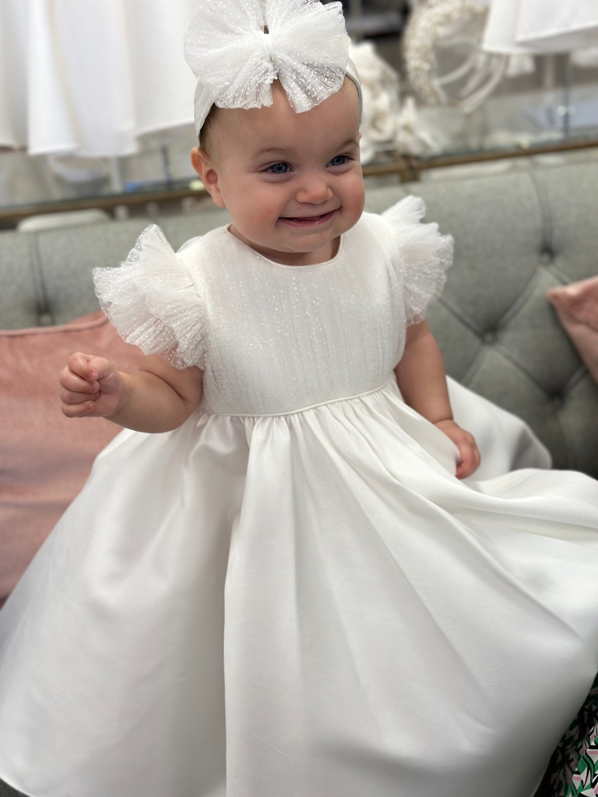 Gabriela Mikado Dress with a Pleated Tulle Top