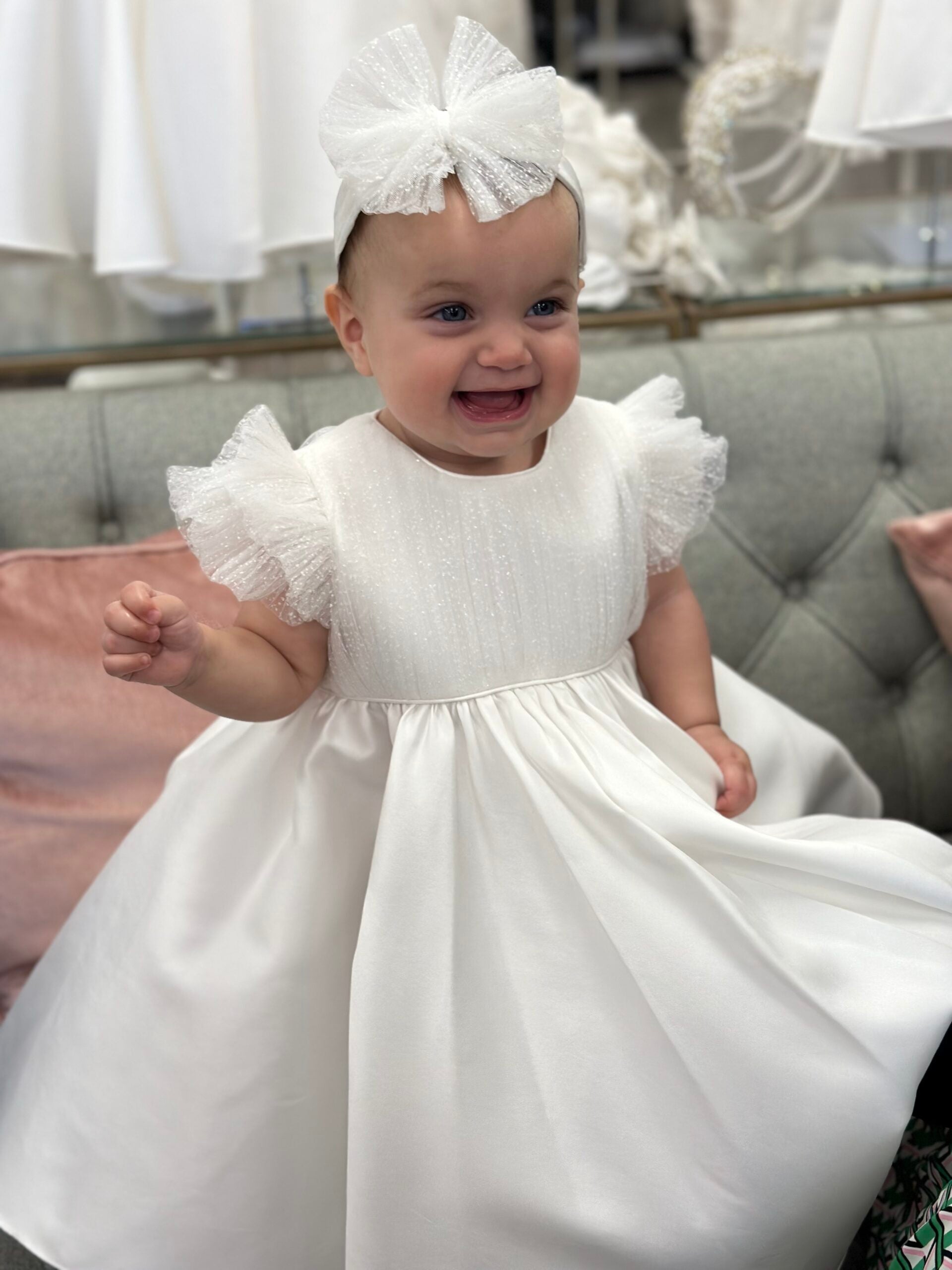Gabriela Mikado Dress with a Pleated Tulle Top