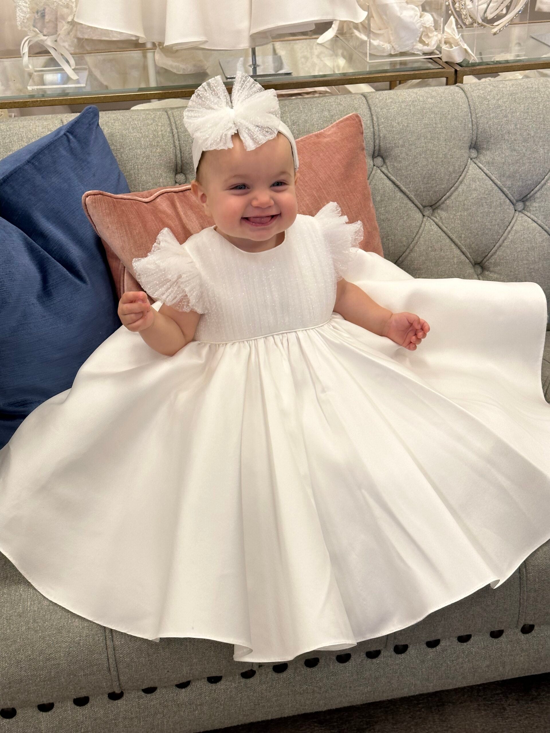 Gabriela Mikado Dress with a Pleated Tulle Top