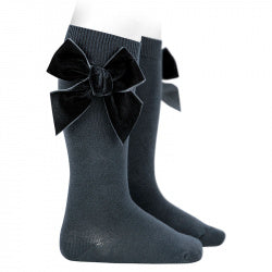 Knee High Socks with Velvet Bow