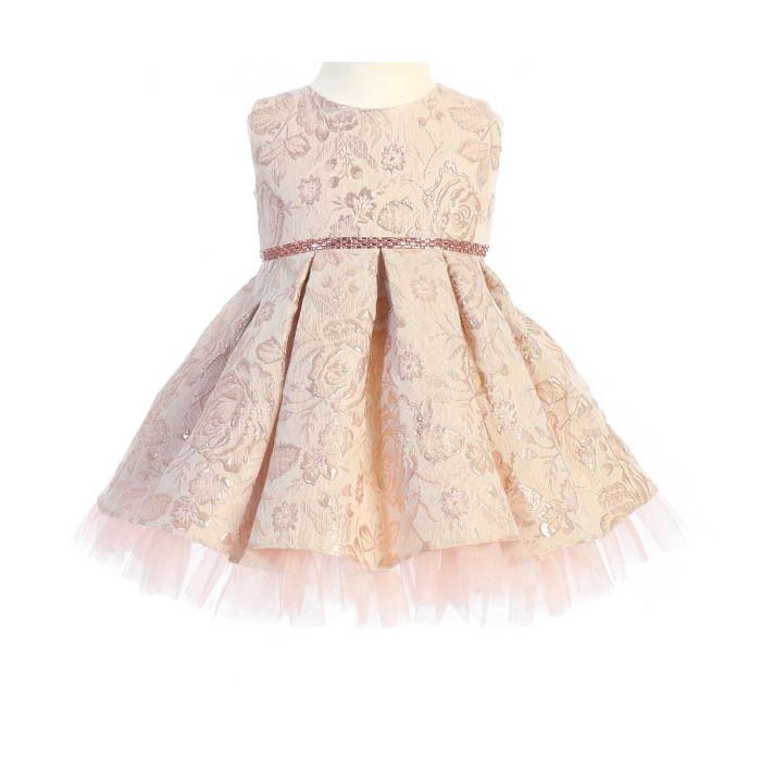 Adelina Metallic Floral Pleated Jacquard Toddler Dress